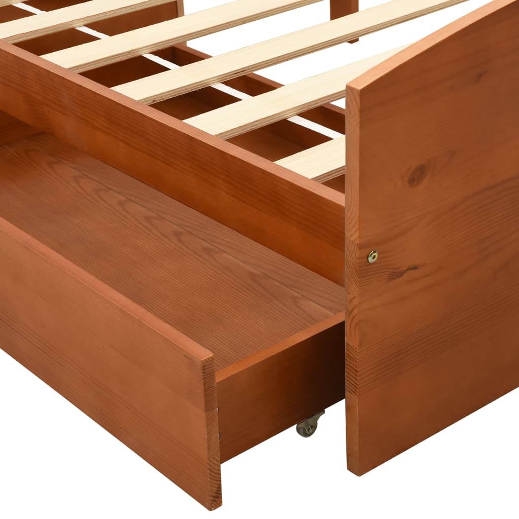 Einzelbett Kiefer-Massivholz Bettgestell Palettenbett Holzbett Bett 90x200 cm - Bild 34 von 56