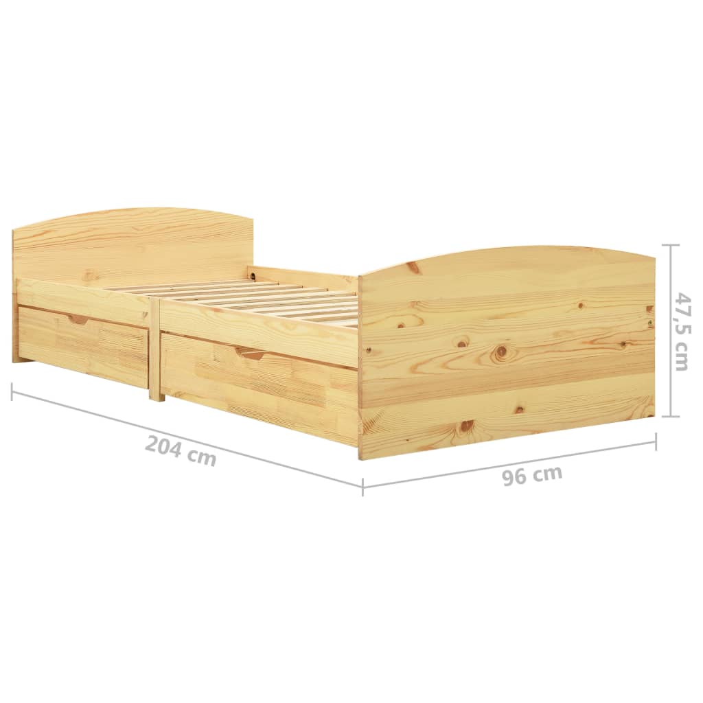 Einzelbett Kiefer-Massivholz Bettgestell Palettenbett Holzbett Bett 90x200 cm - Bild 22 von 56