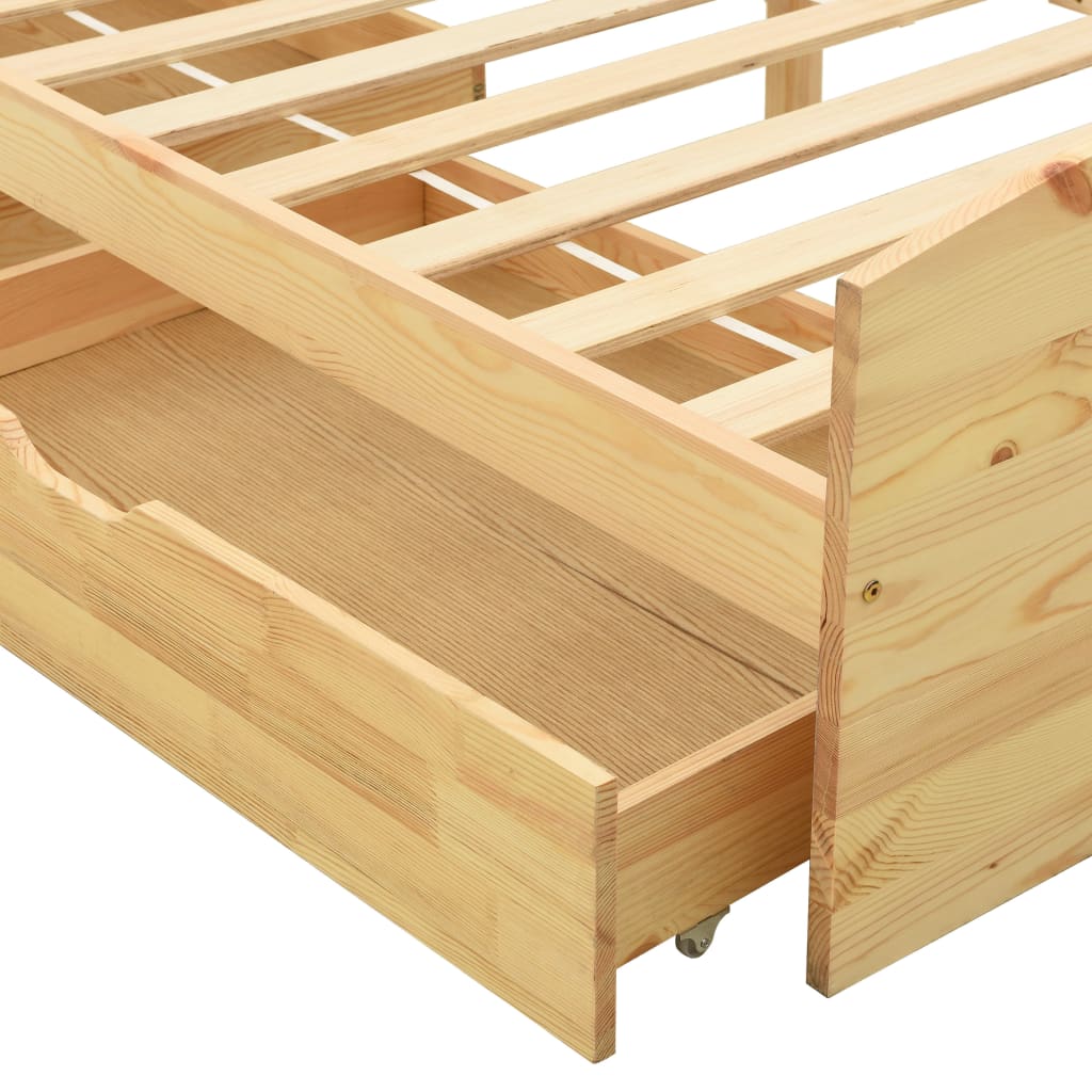 Einzelbett Kiefer-Massivholz Bettgestell Palettenbett Holzbett Bett 90x200 cm - Bild 20 von 56