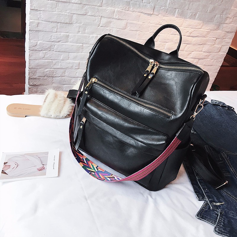 Damen Rucksack Leder Umhängetasche Handtasche Schultertasche Reise Cityrucksack