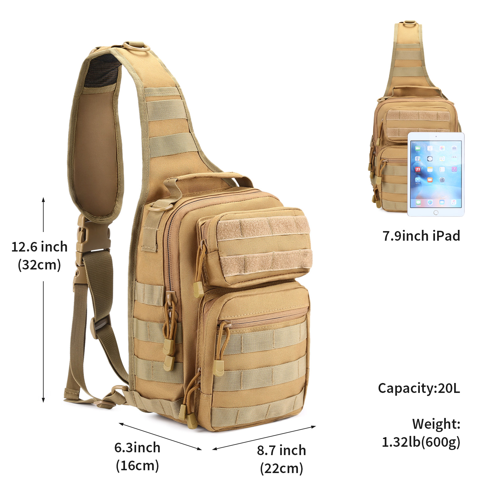 Military Tactical Chest Sling Bag Molle Crossbody Men Outdoor Shoulder Backpack - Picture 30 of 43