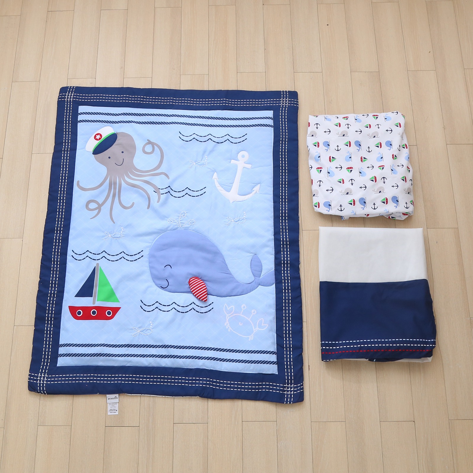 3 Piece Crib Bedding Set Baby Boys Girls Kid Nursery Crib Comforter Skirt Sheet - Picture 54 of 63