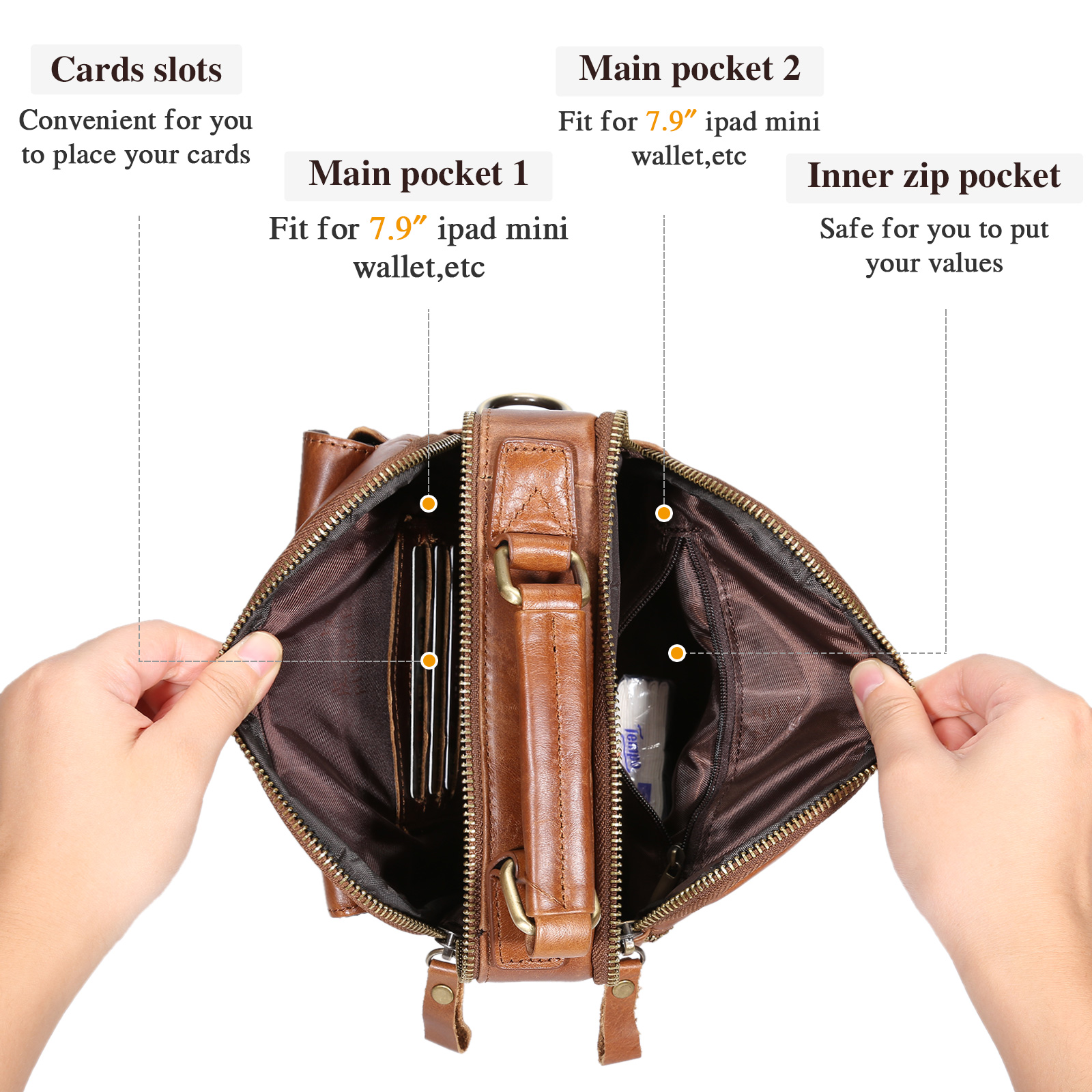 Herren-Schultertasche aus echtem Leder Kuriertasche Aktentasche Umhängetasche Reisehandtasche - Bild 15 von 31