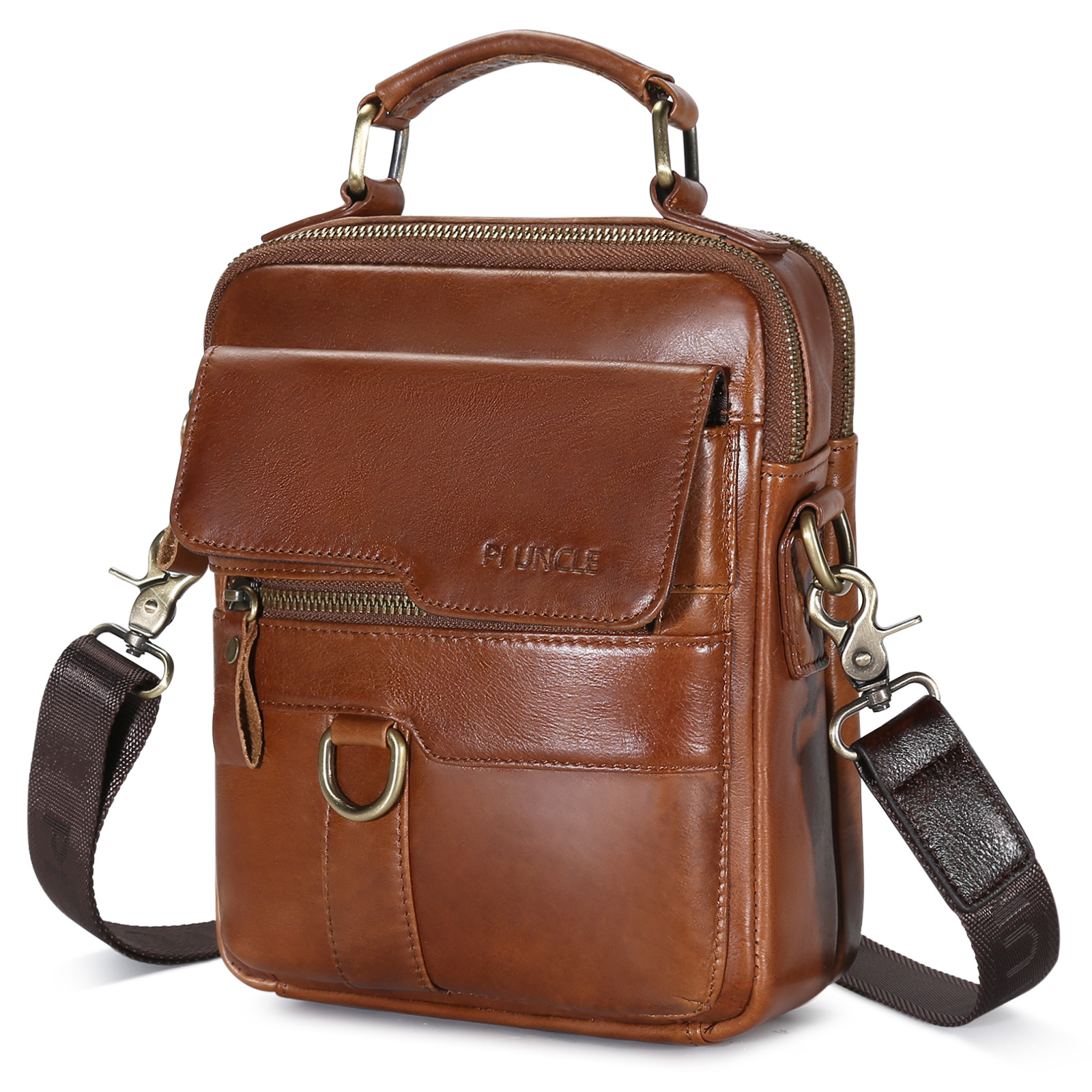 Herren-Schultertasche aus echtem Leder Kuriertasche Aktentasche Umhängetasche Reisehandtasche - Bild 13 von 31