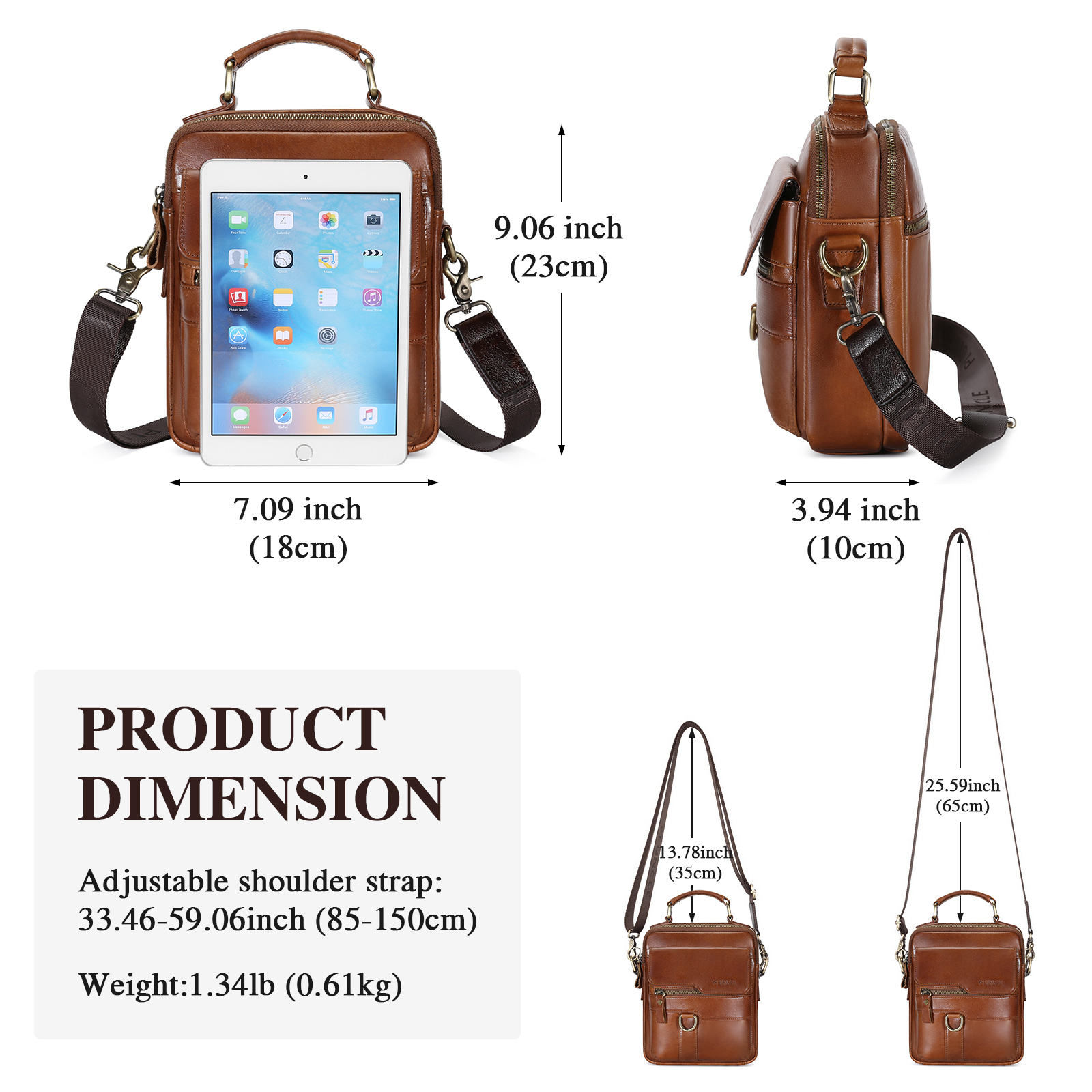 Herren-Schultertasche aus echtem Leder Kuriertasche Aktentasche Umhängetasche Reisehandtasche - Bild 14 von 31
