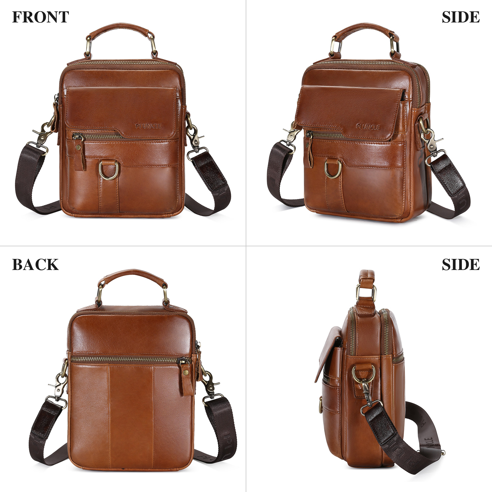 Herren-Schultertasche aus echtem Leder Kuriertasche Aktentasche Umhängetasche Reisehandtasche - Bild 17 von 31