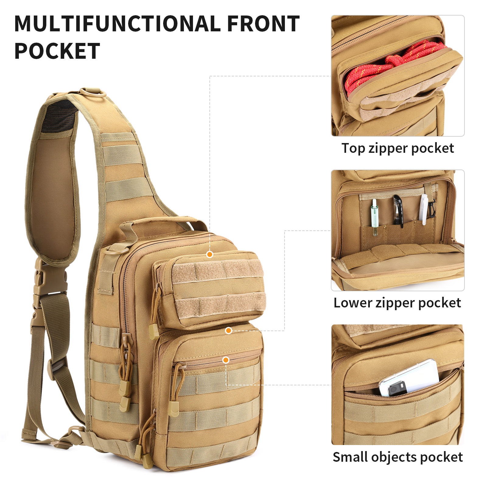 Military Tactical Chest Sling Bag Molle Crossbody Men Outdoor Shoulder Backpack - Picture 32 of 43