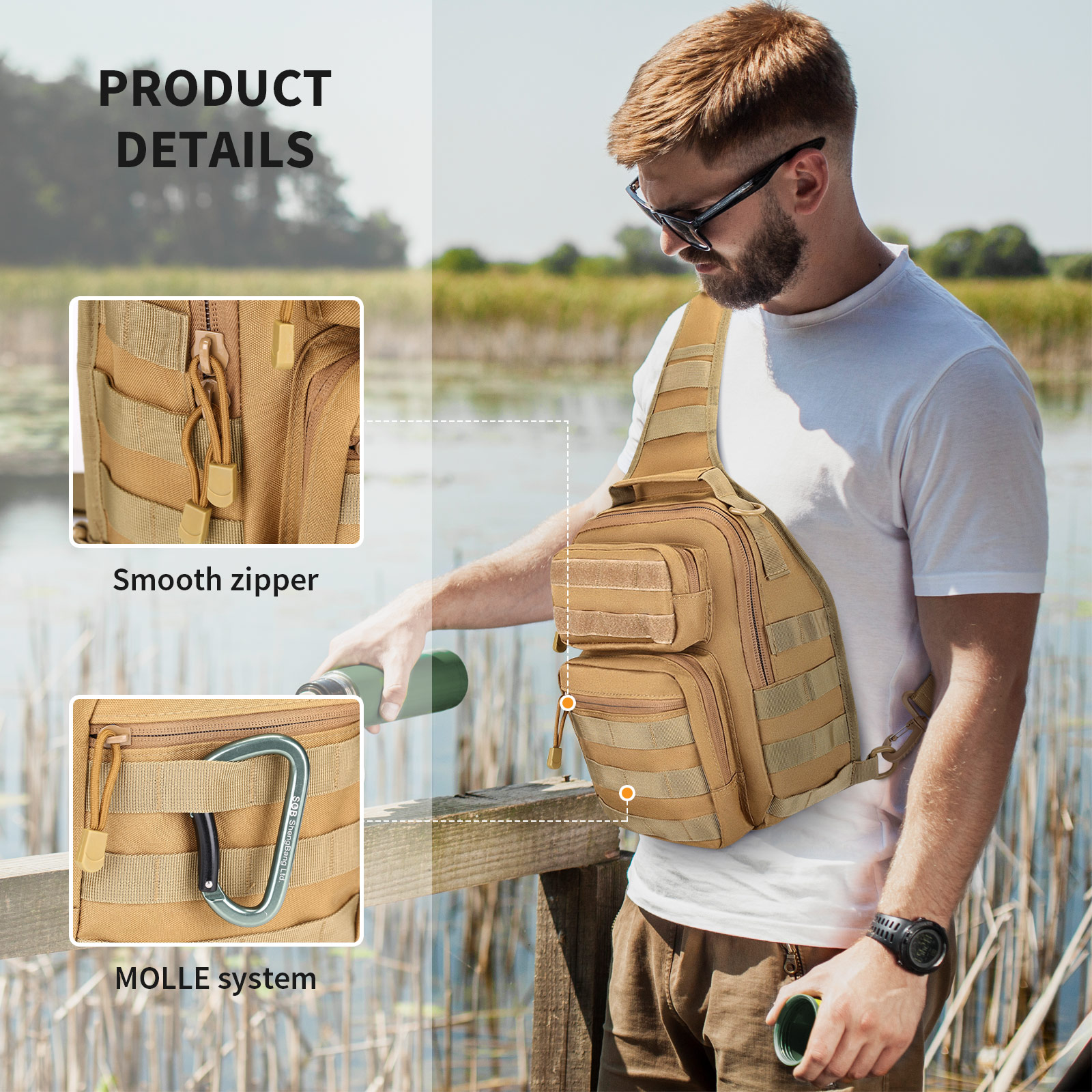 Military Tactical Chest Sling Bag Molle Crossbody Men Outdoor Shoulder Backpack - Picture 34 of 43