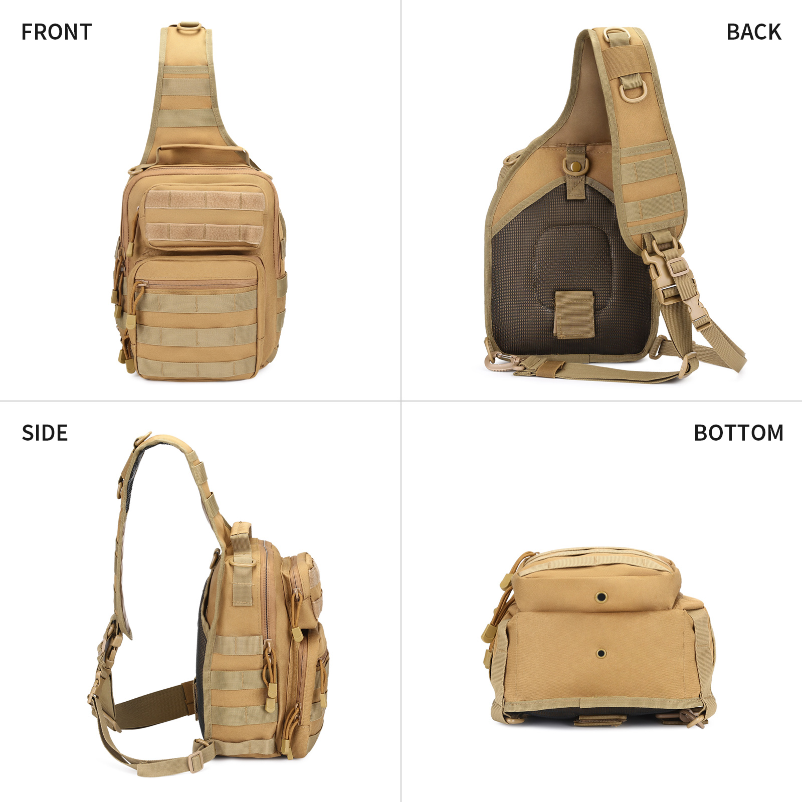 Military Tactical Chest Sling Bag Molle Crossbody Men Outdoor Shoulder Backpack - Picture 31 of 43