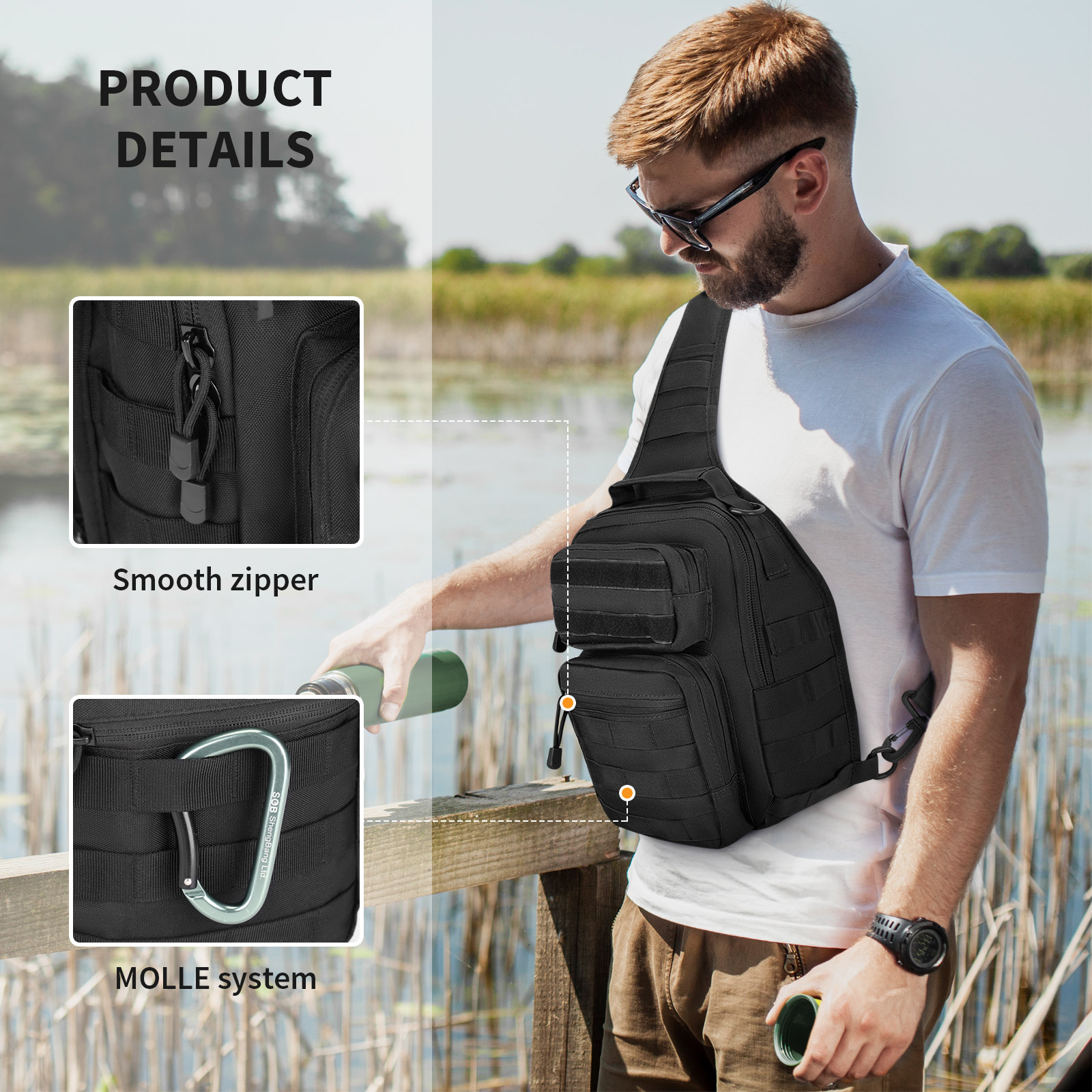 Military Tactical Chest Sling Bag Molle Crossbody Men Outdoor Shoulder Backpack - Picture 28 of 43
