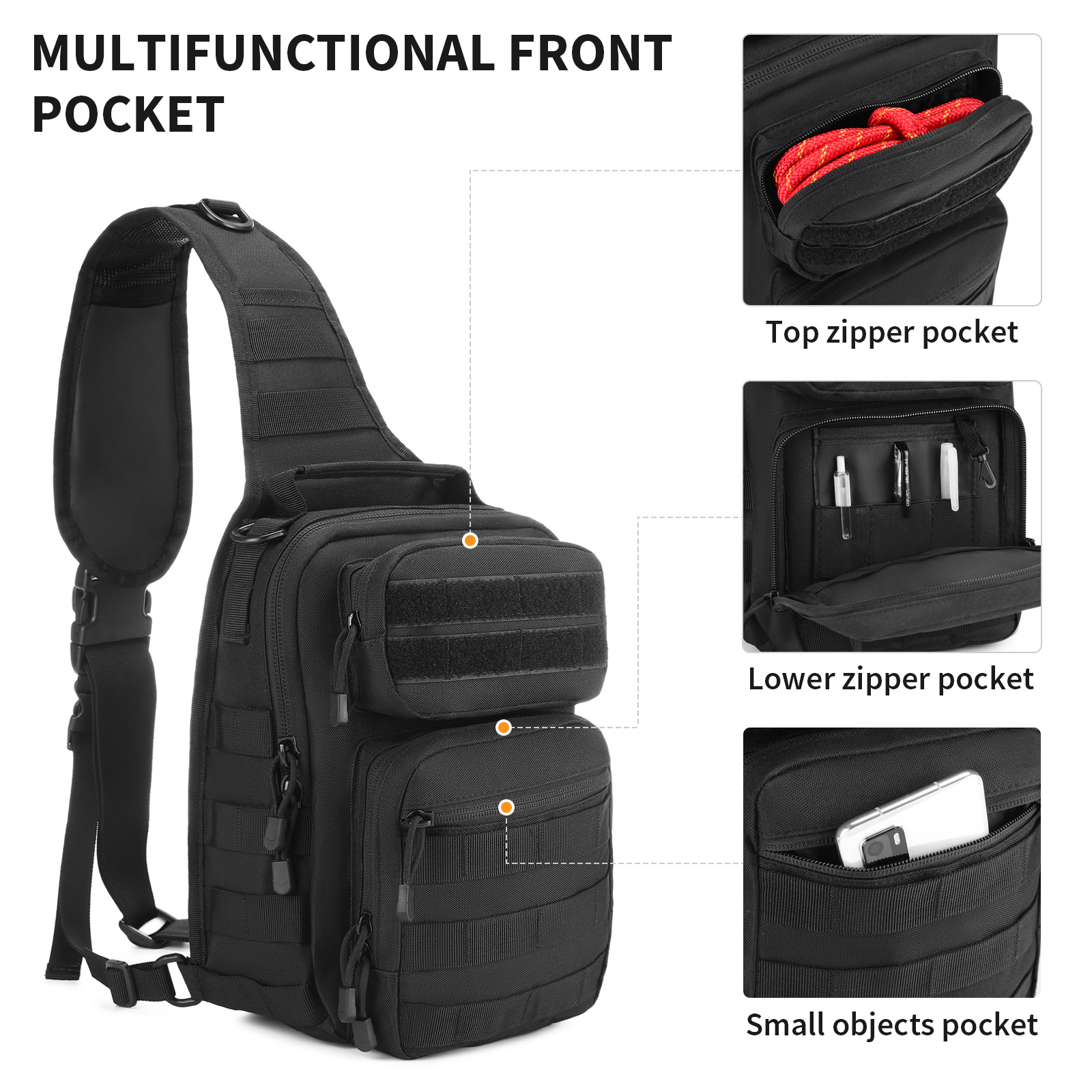 Military Tactical Chest Sling Bag Molle Crossbody Men Outdoor Shoulder Backpack - Picture 25 of 43