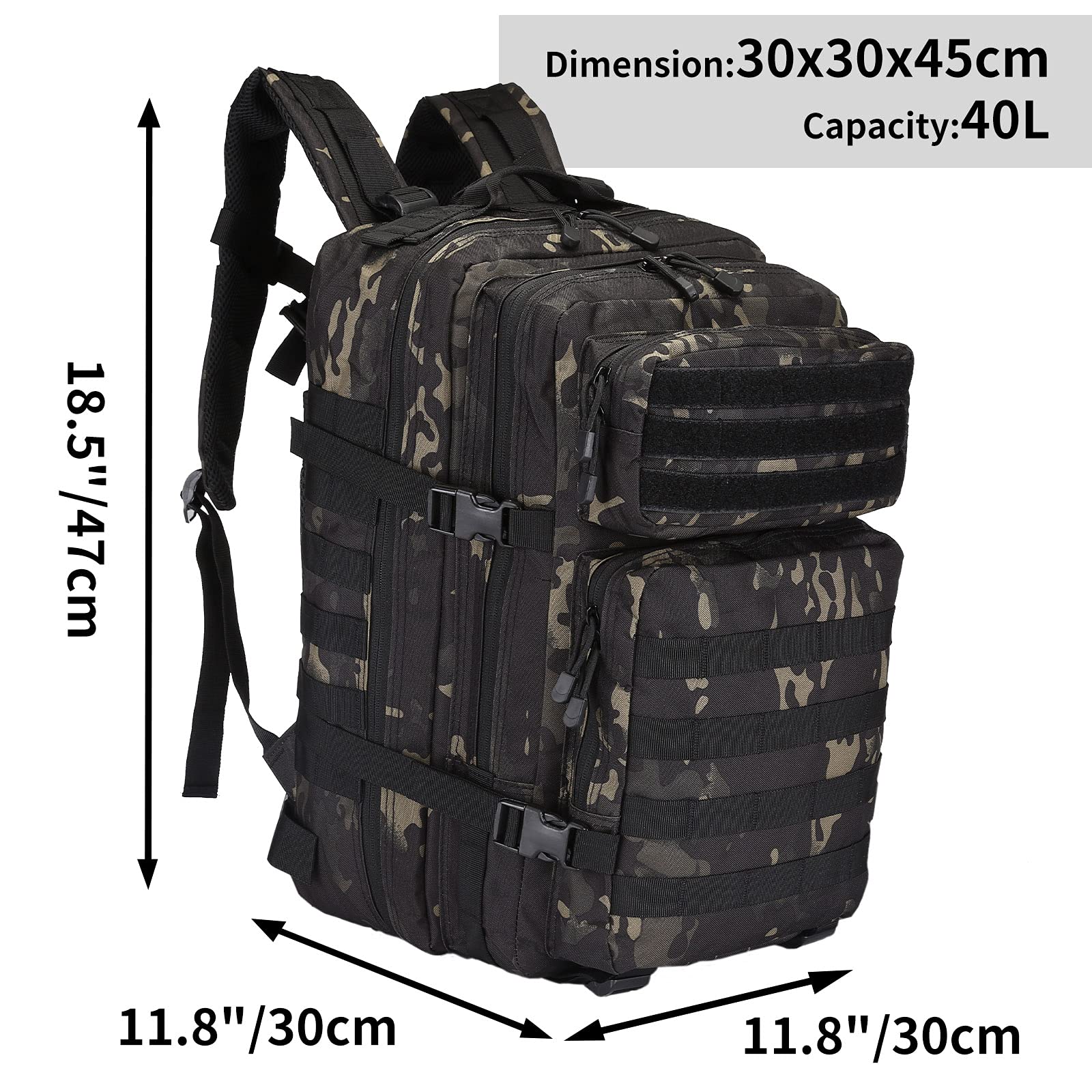 Huntvp 30-50L Rucksack Molle Trekking Camping Wanderrucksack Outdoor Backpack DE