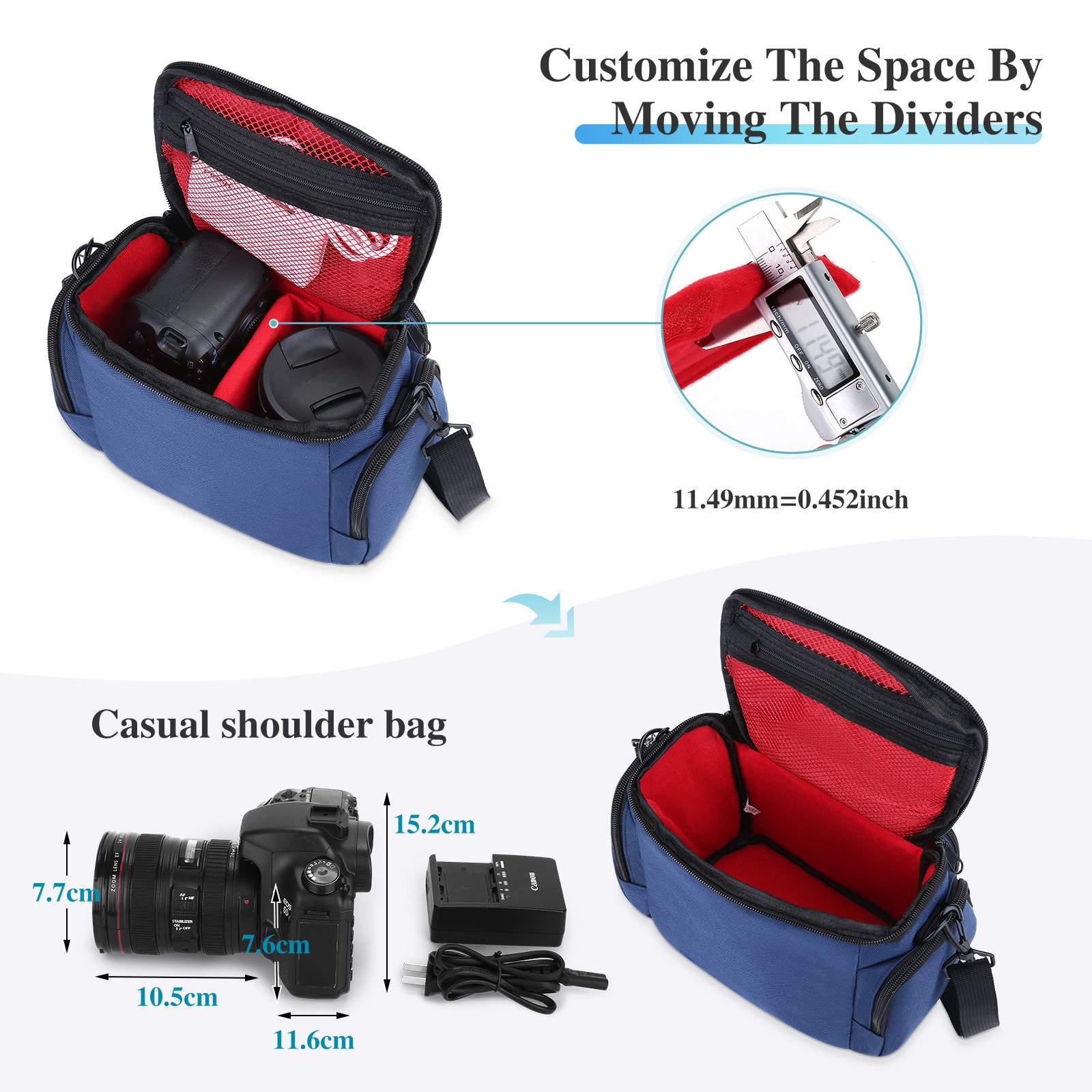 Camera Bag Case DSLR SLR Single Shoulder Bag for Canon Nikon Sony Panasonic US - Picture 28 of 53