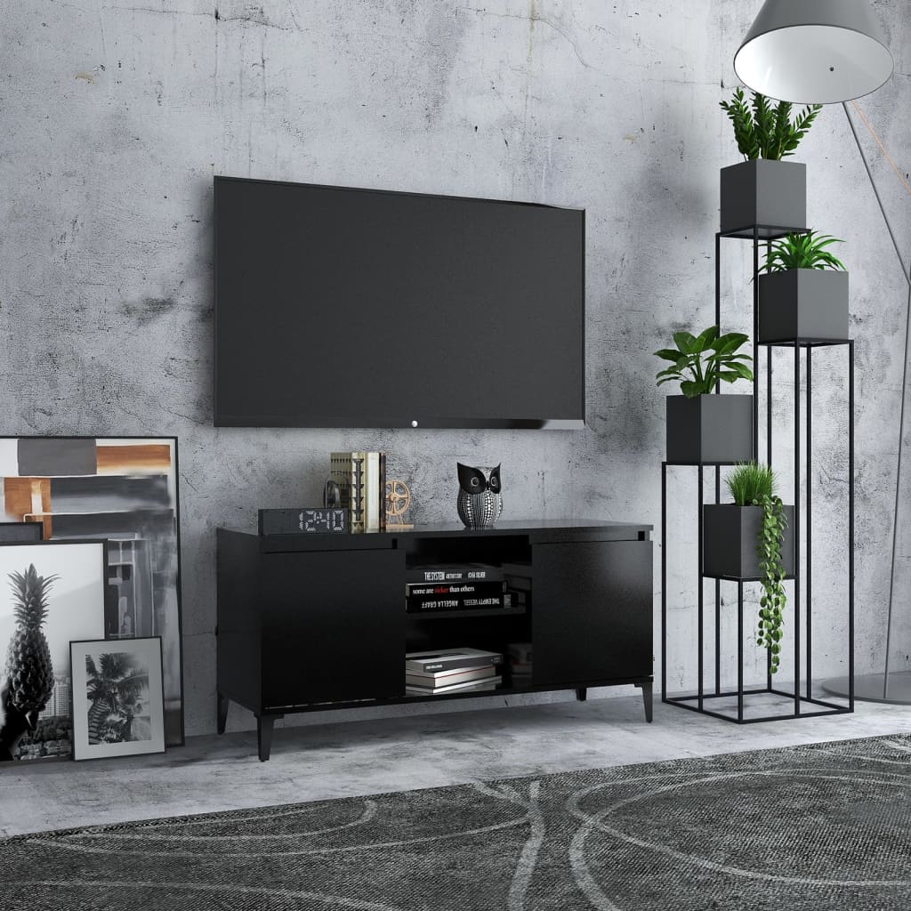 TV Schrank Schublade Fernsehschrank Lowboard Fernsehtisch Holz Mit Metallbügel - Bild 17 von 24