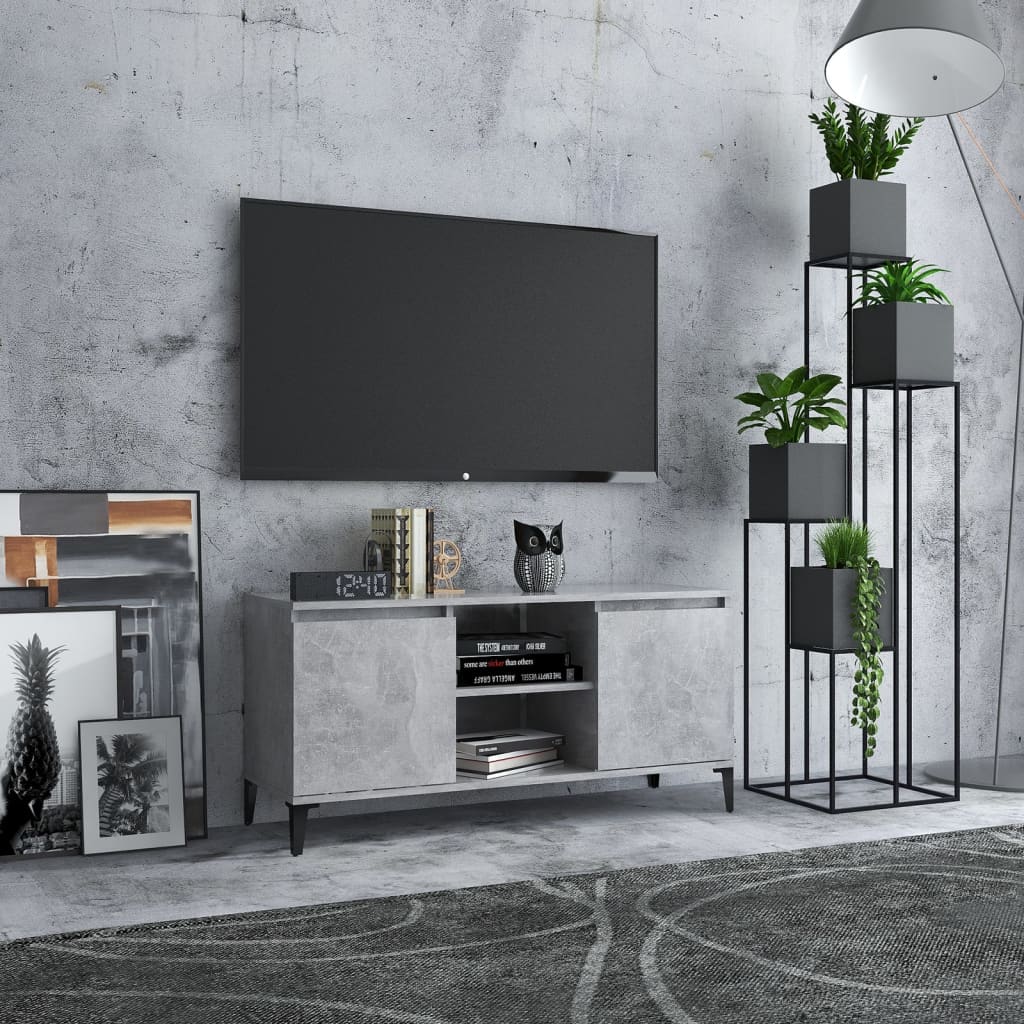 TV Schrank Schublade Fernsehschrank Lowboard Fernsehtisch Holz Mit Metallbügel - Bild 19 von 24