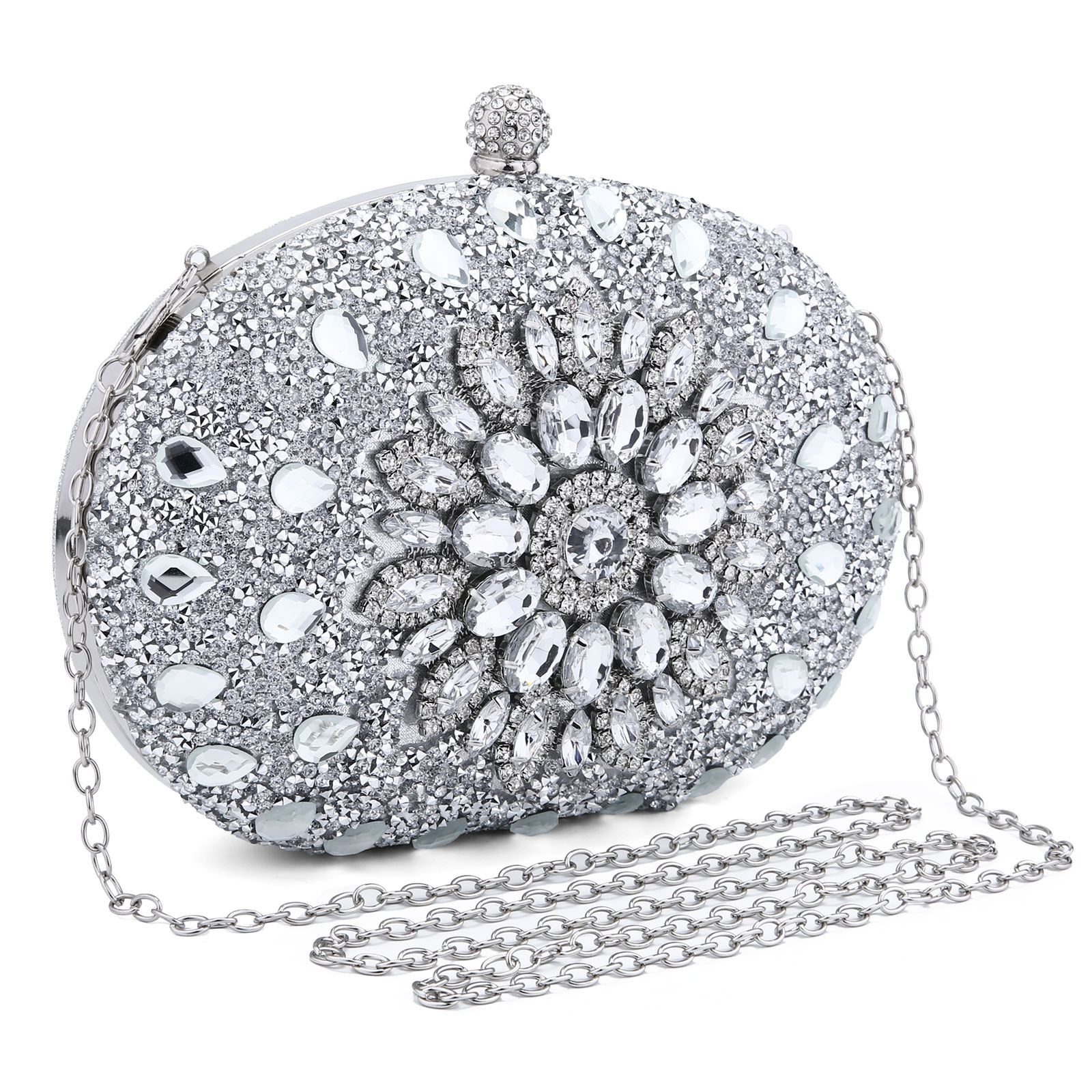 Women Evening Clutch Bag Shoulder Bag Small Crystal Bag Elegant Rhinestone Purse - Picture 25 of 26