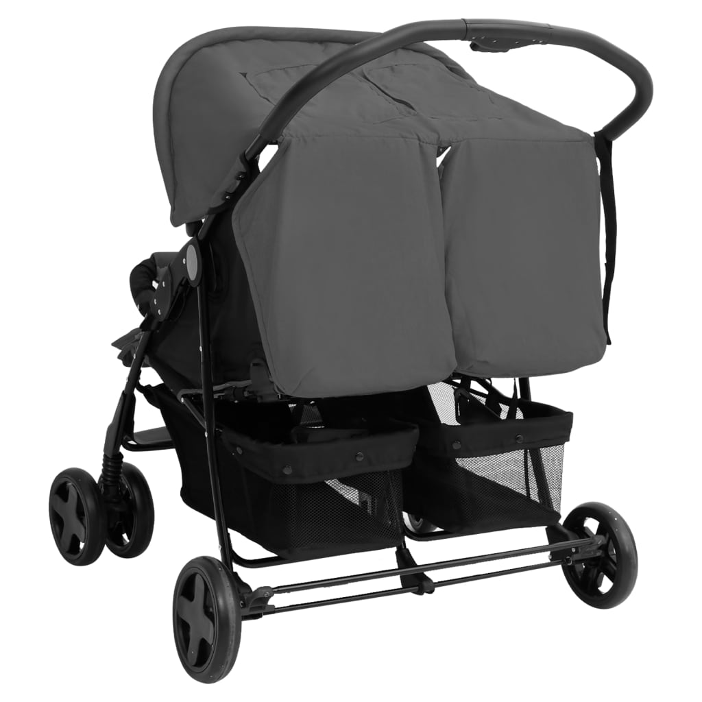 Zwillingswagen Zwillingsbuggy Geschwisterbuggy Falten Buggy Kinderwagen Stahl - Bild 25 von 72