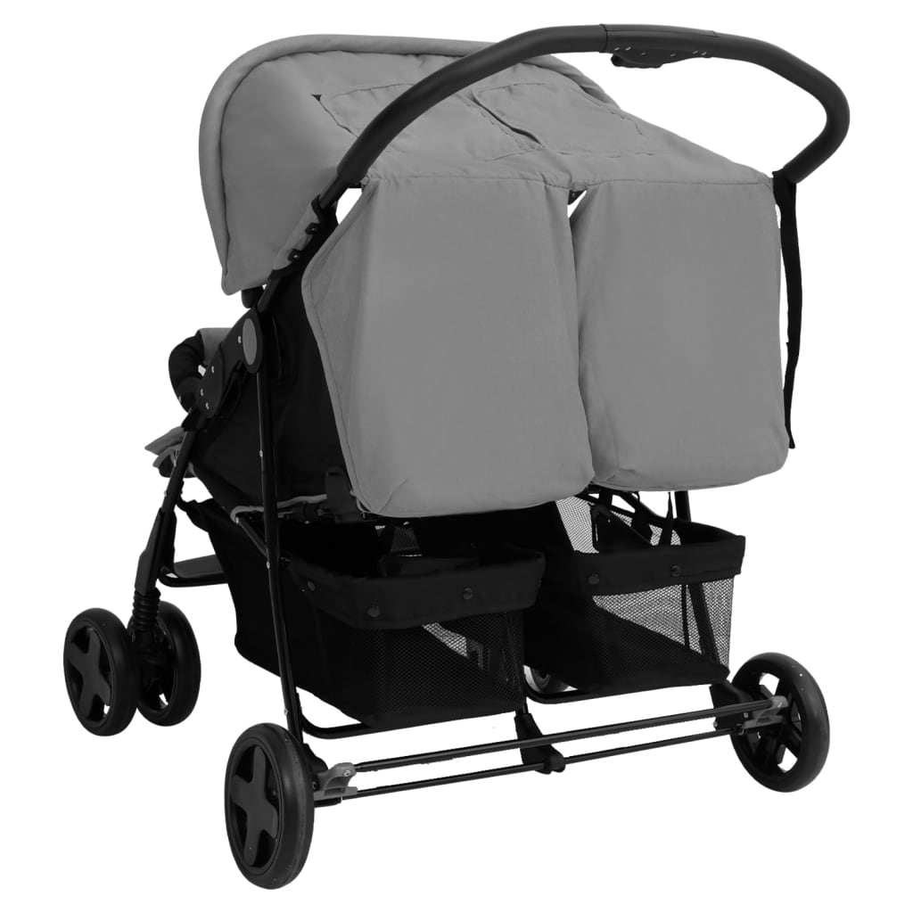 Zwillingswagen Zwillingsbuggy Geschwisterbuggy Falten Buggy Kinderwagen Stahl - Bild 14 von 72