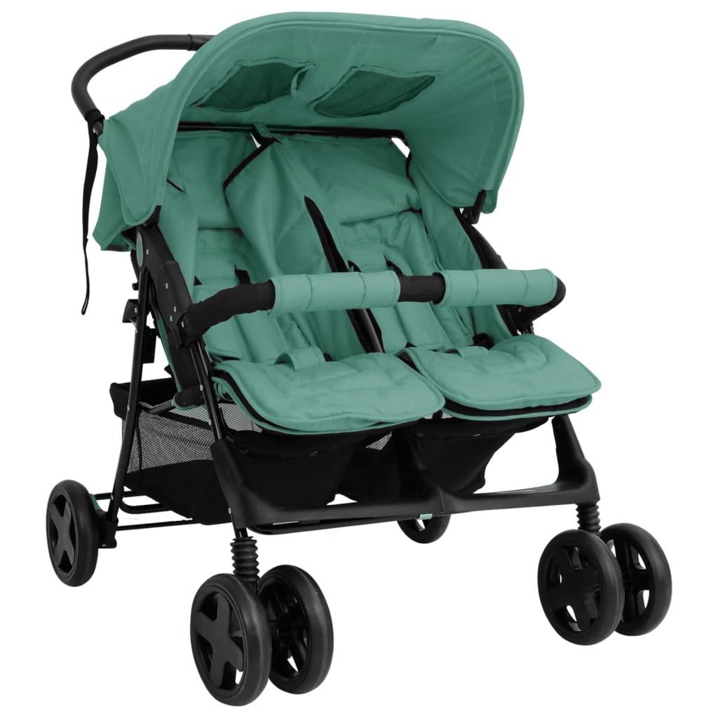 Zwillingswagen Zwillingsbuggy Geschwisterbuggy Falten Buggy Kinderwagen Stahl - Bild 62 von 72