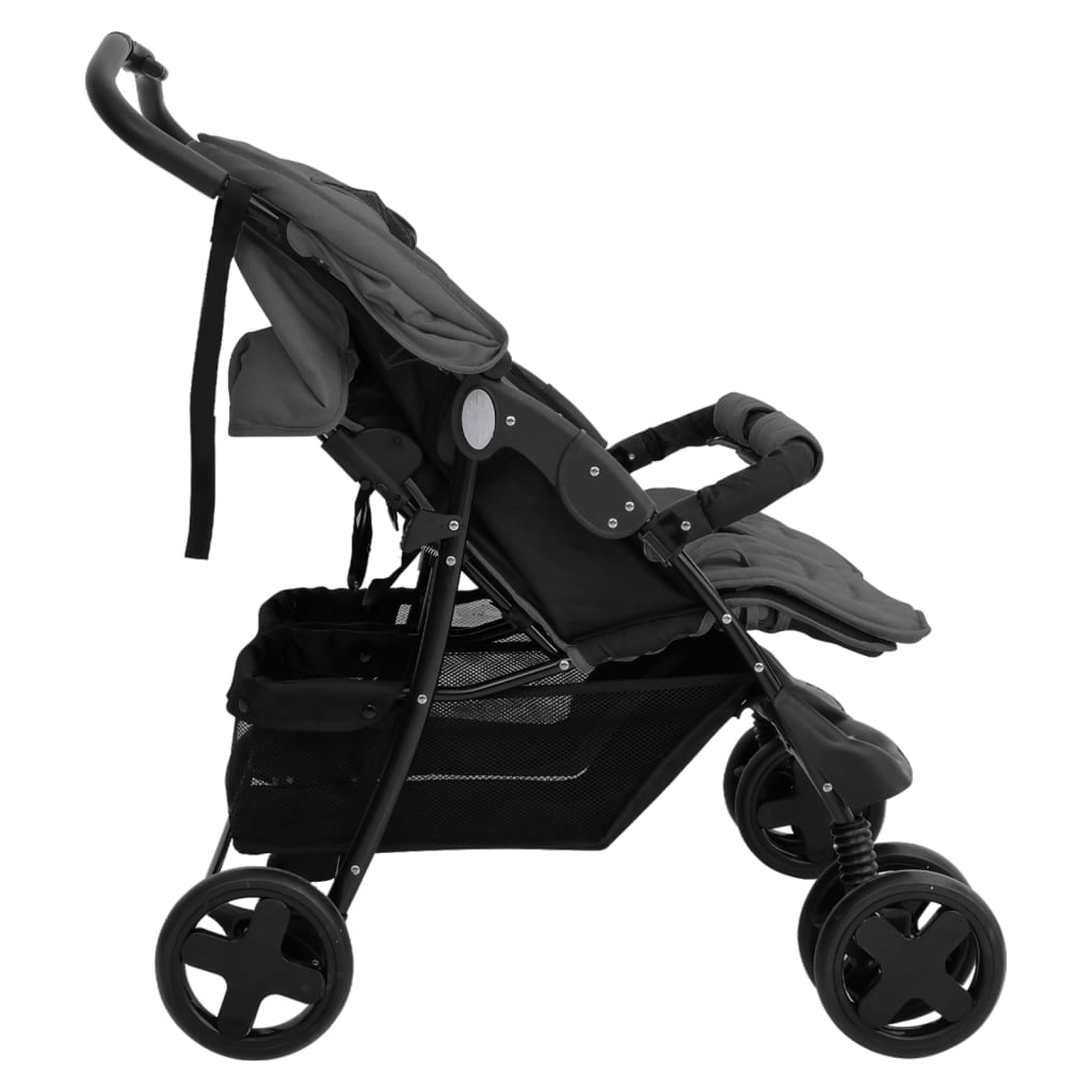 Zwillingswagen Zwillingsbuggy Geschwisterbuggy Falten Buggy Kinderwagen Stahl - Bild 23 von 72