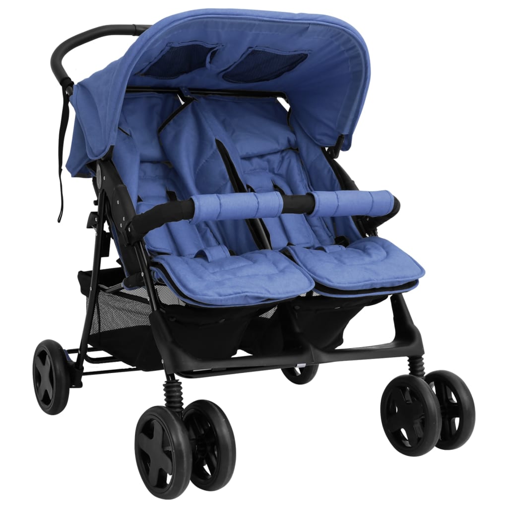 Zwillingswagen Zwillingsbuggy Geschwisterbuggy Falten Buggy Kinderwagen Stahl - Bild 40 von 72