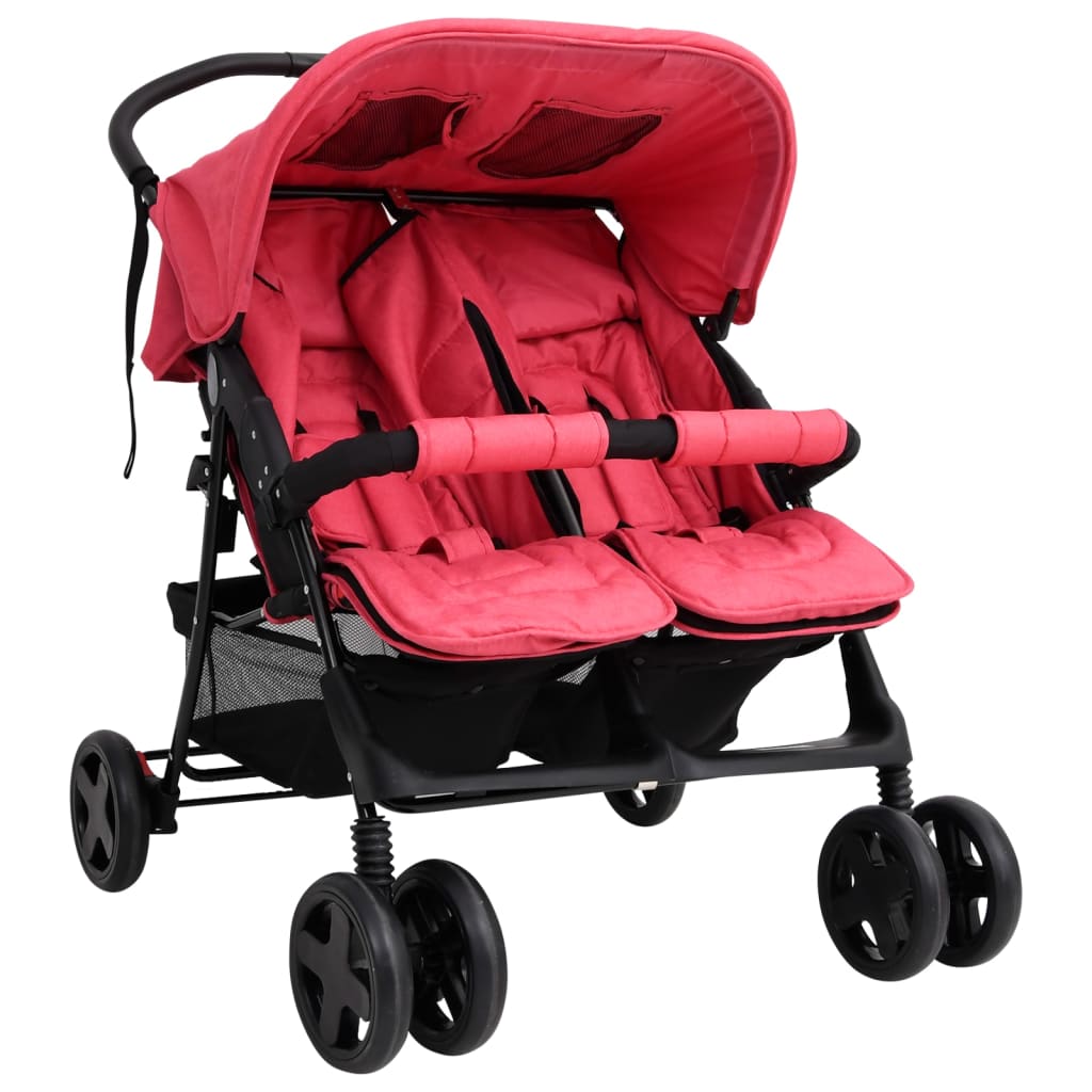 Zwillingswagen Zwillingsbuggy Geschwisterbuggy Falten Buggy Kinderwagen Stahl - Bild 51 von 72