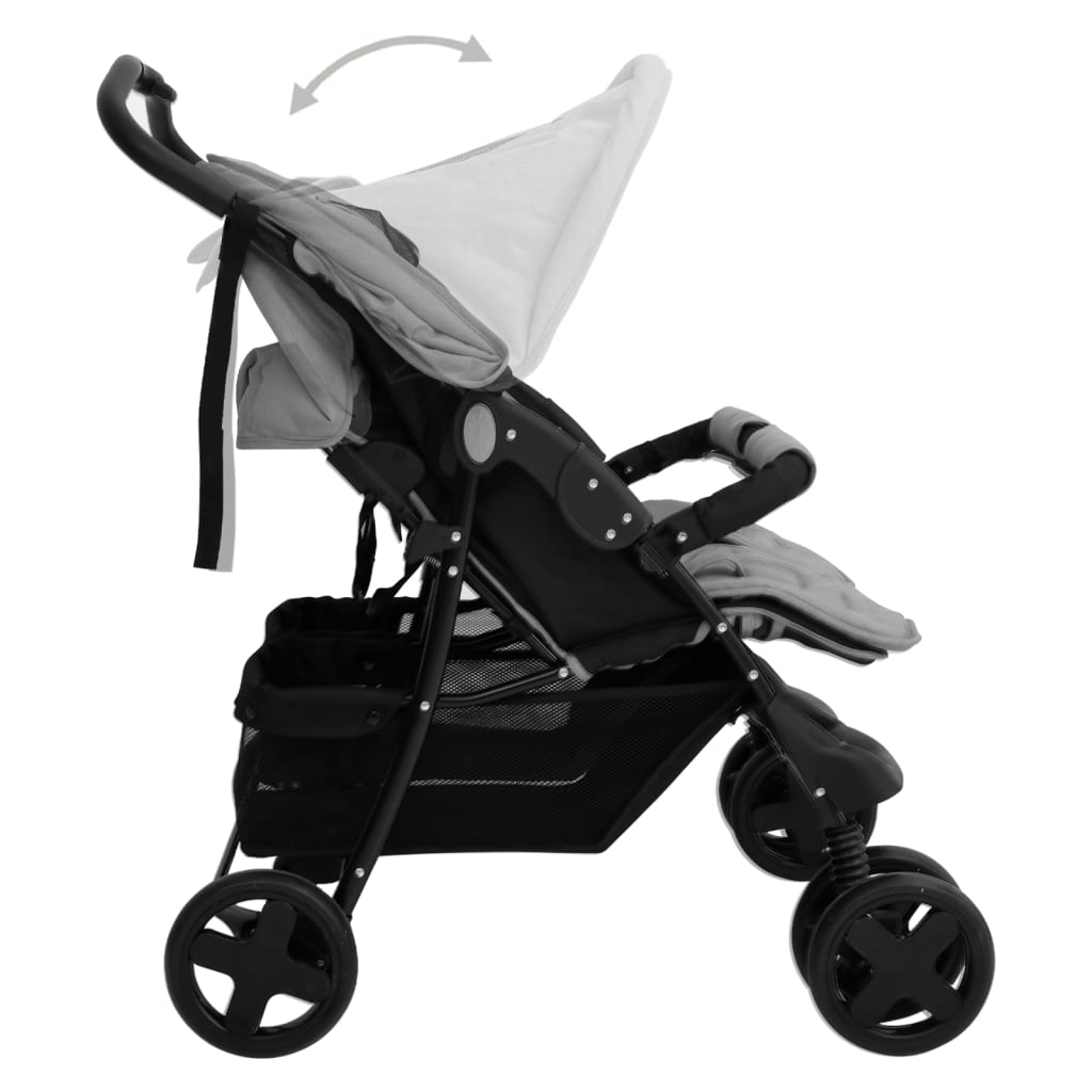 Zwillingswagen Zwillingsbuggy Geschwisterbuggy Falten Buggy Kinderwagen Stahl - Bild 15 von 72
