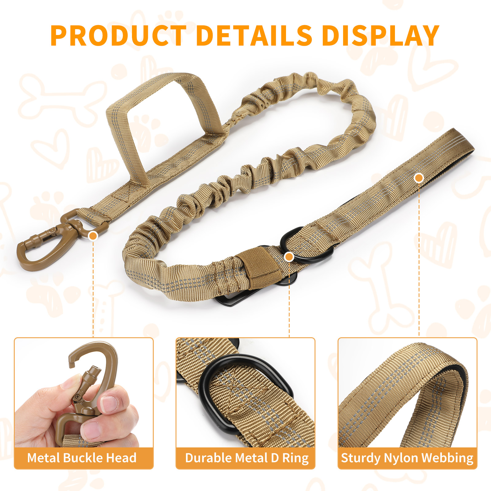 Taktisches Hundehalsband mit Griff Hundeleine Verstellbar Halsband Gepolstert