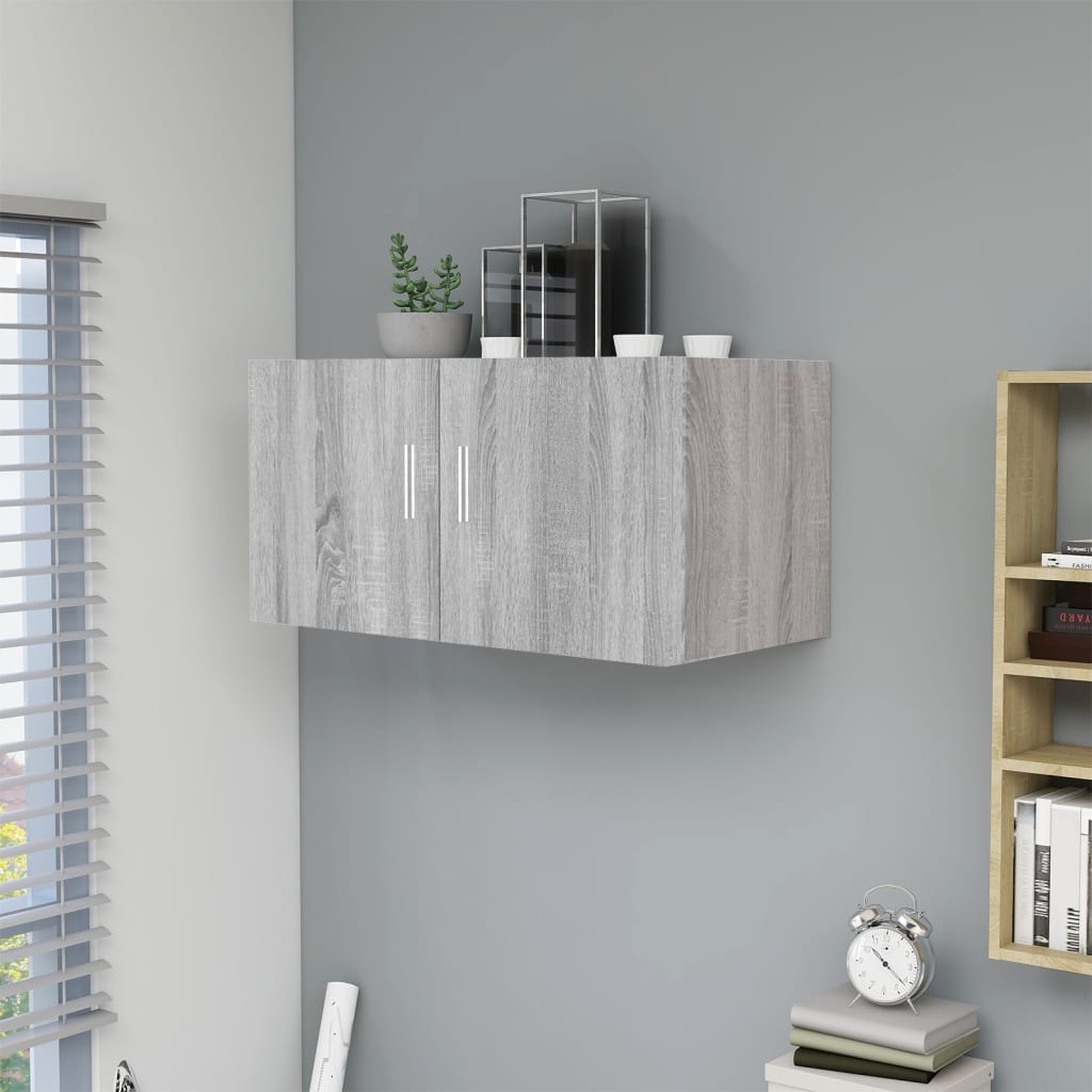 Wall Mounted Cabinet Chipboard Floating Storage Vanity Cupboard 2 Door Bathroom - Picture 50 of 63