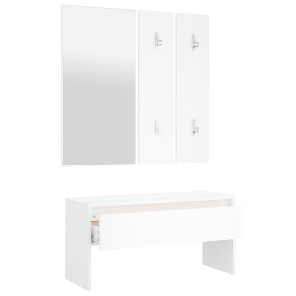 Flurgarderobe Ruben weiß Garderobenset Schuhbank Komplettgarderobe Flur Satz - Bild 14 von 70