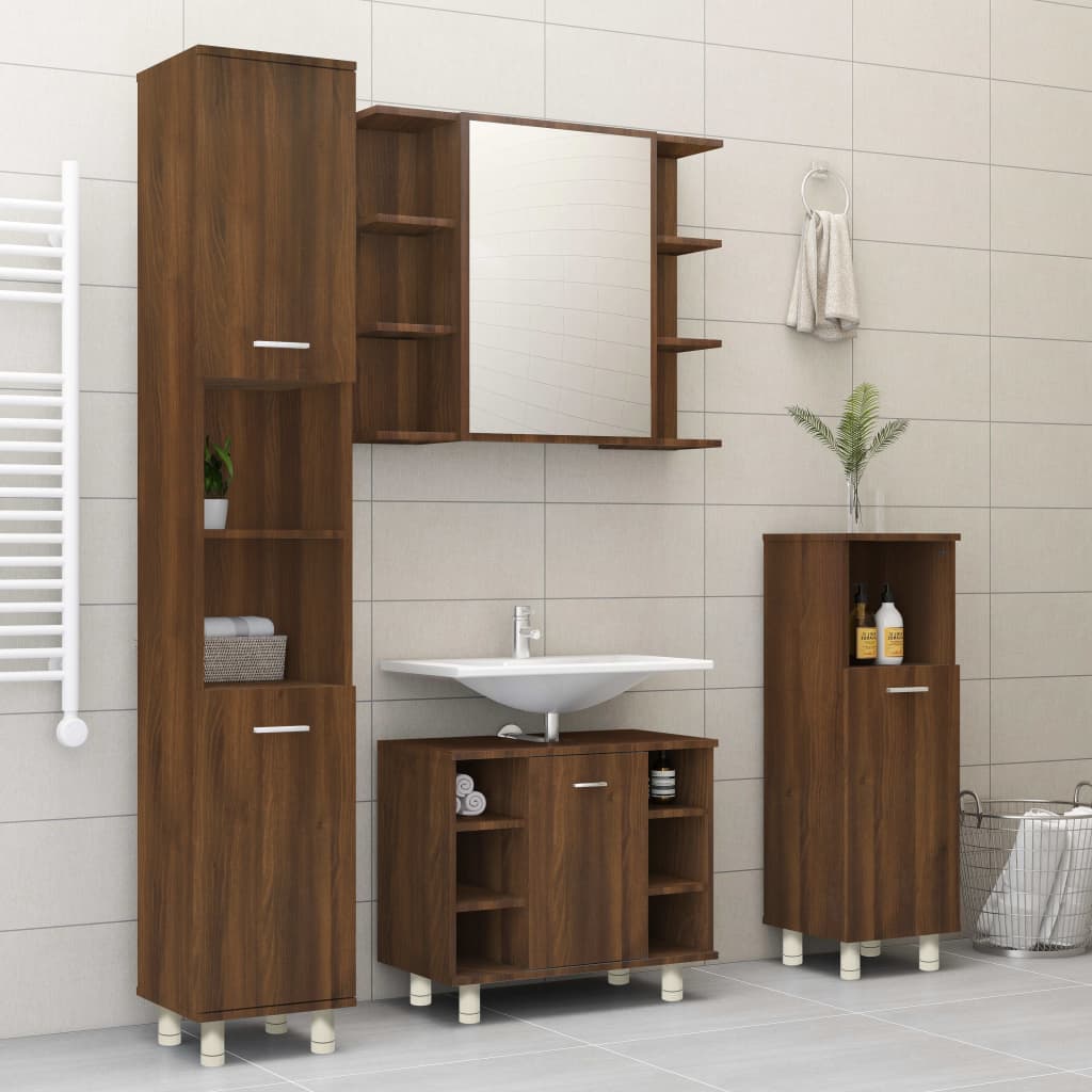 Badezimmerschrank Badschrank Schmaler Midischrank Badregal 3 Fächern 30x30x95 cm - Bild 64 von 109
