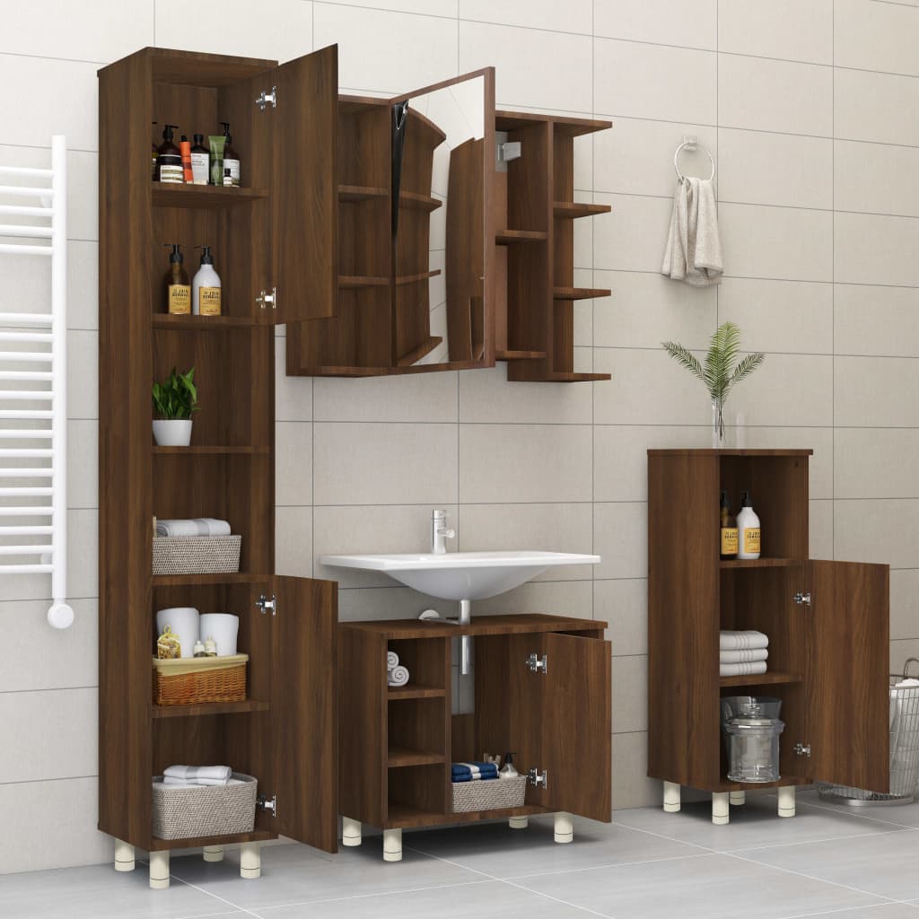 Badezimmerschrank Badschrank Schmaler Midischrank Badregal 3 Fächern 30x30x95 cm - Bild 65 von 109
