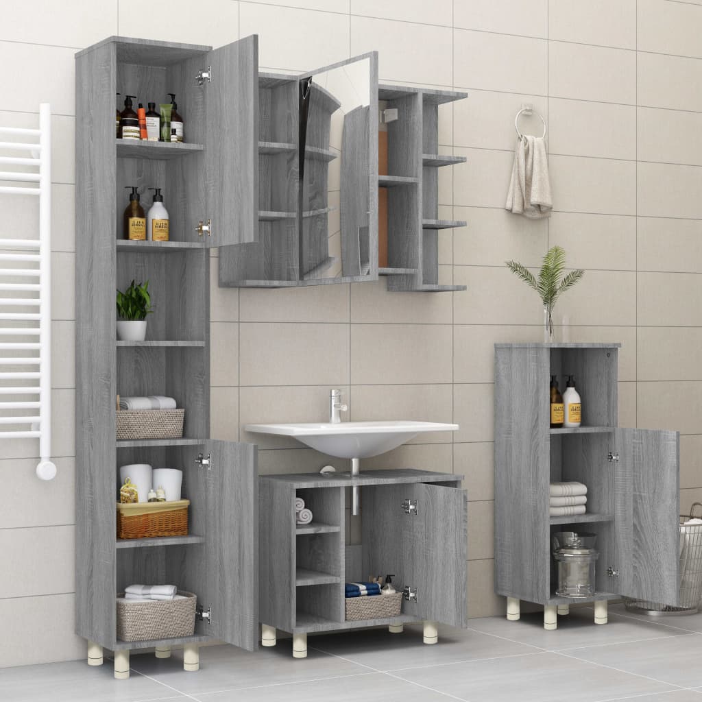 Badezimmerschrank Badschrank Schmaler Midischrank Badregal 3 Fächern 30x30x95 cm - Bild 56 von 109