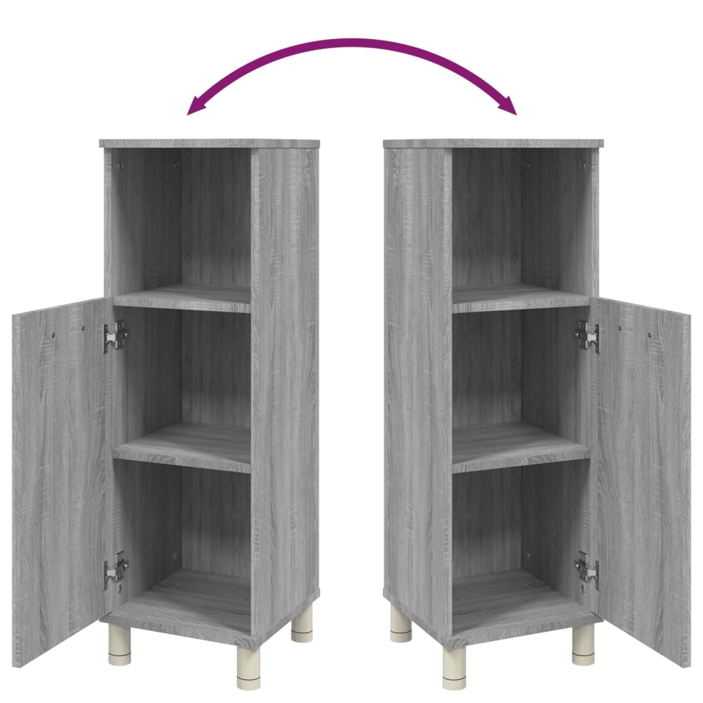 Badezimmerschrank Badschrank Schmaler Midischrank Badregal 3 Fächern 30x30x95 cm - Bild 61 von 109