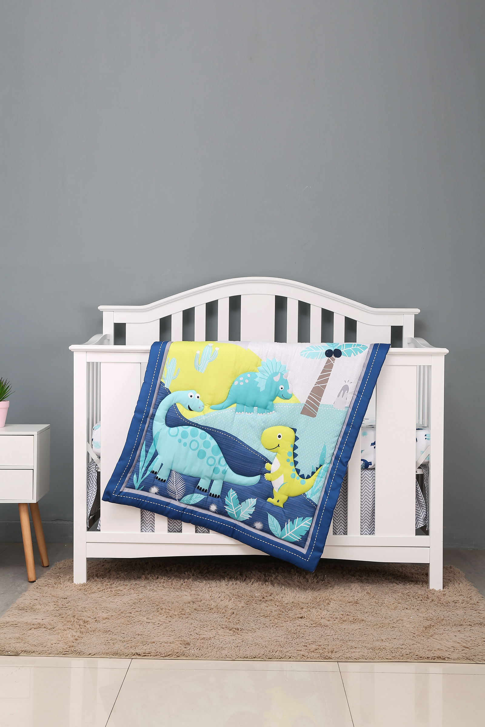 3 Piece Crib Bedding Set Baby Boys Girls Kid Nursery Crib Comforter Skirt Sheet - Picture 56 of 63