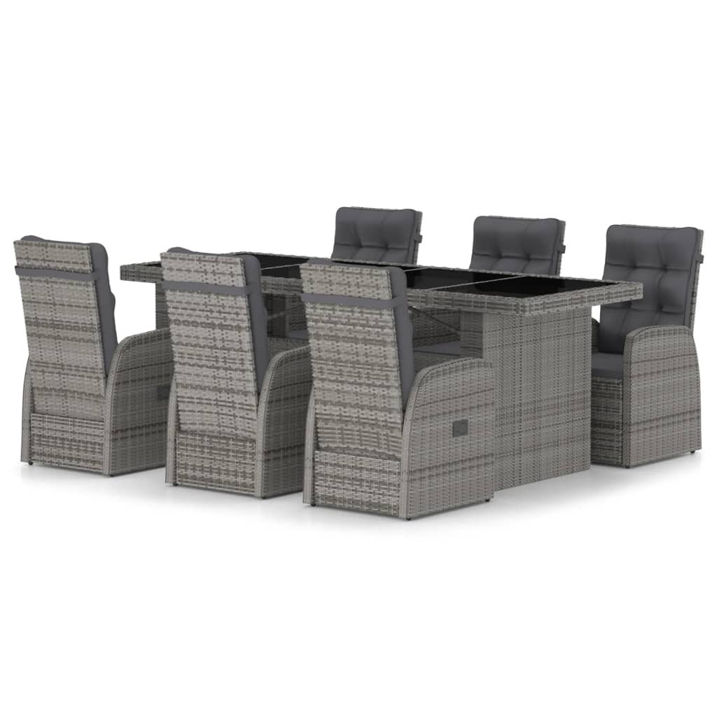 9-tlg. Garten-Essgruppe mit Kissen Grau Poly Rattan - Bild 25 von 48