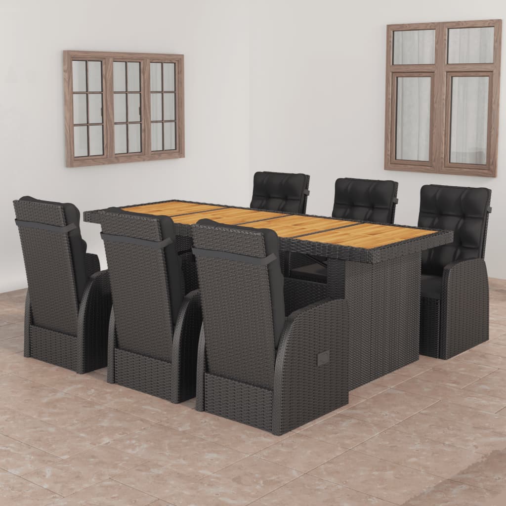 9-tlg. Garten-Essgruppe mit Kissen Grau Poly Rattan - Bild 40 von 48