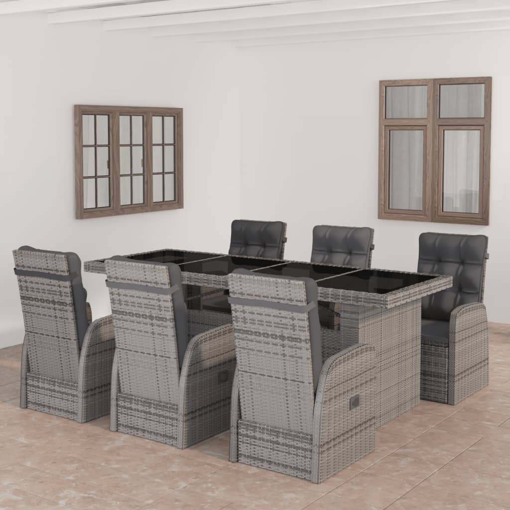 9-tlg. Garten-Essgruppe mit Kissen Grau Poly Rattan - Bild 22 von 48