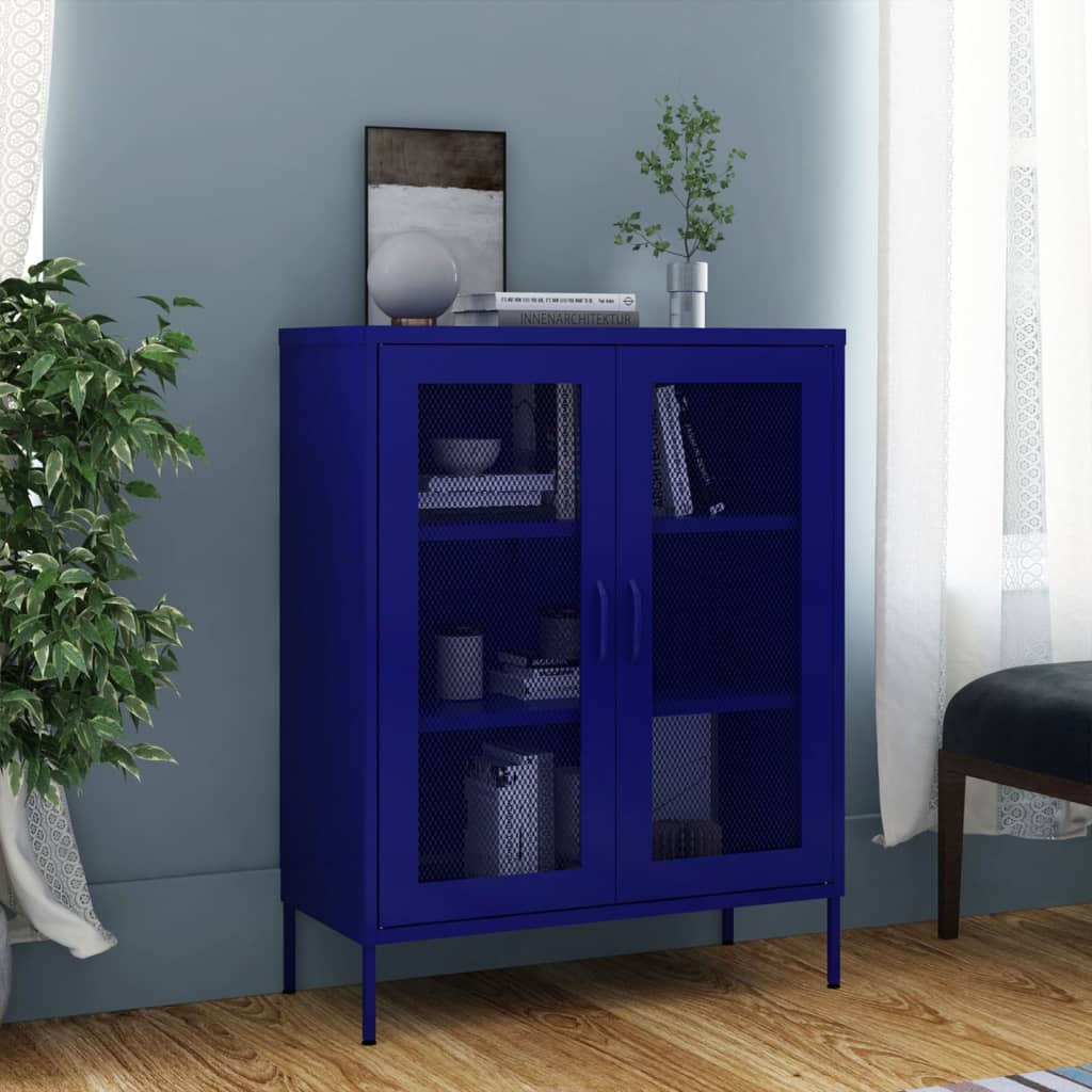 Industrial Metal Storage Cabinet Sideboard Cupboard Unit 2 Mesh Doors & Shelves - Picture 12 of 83