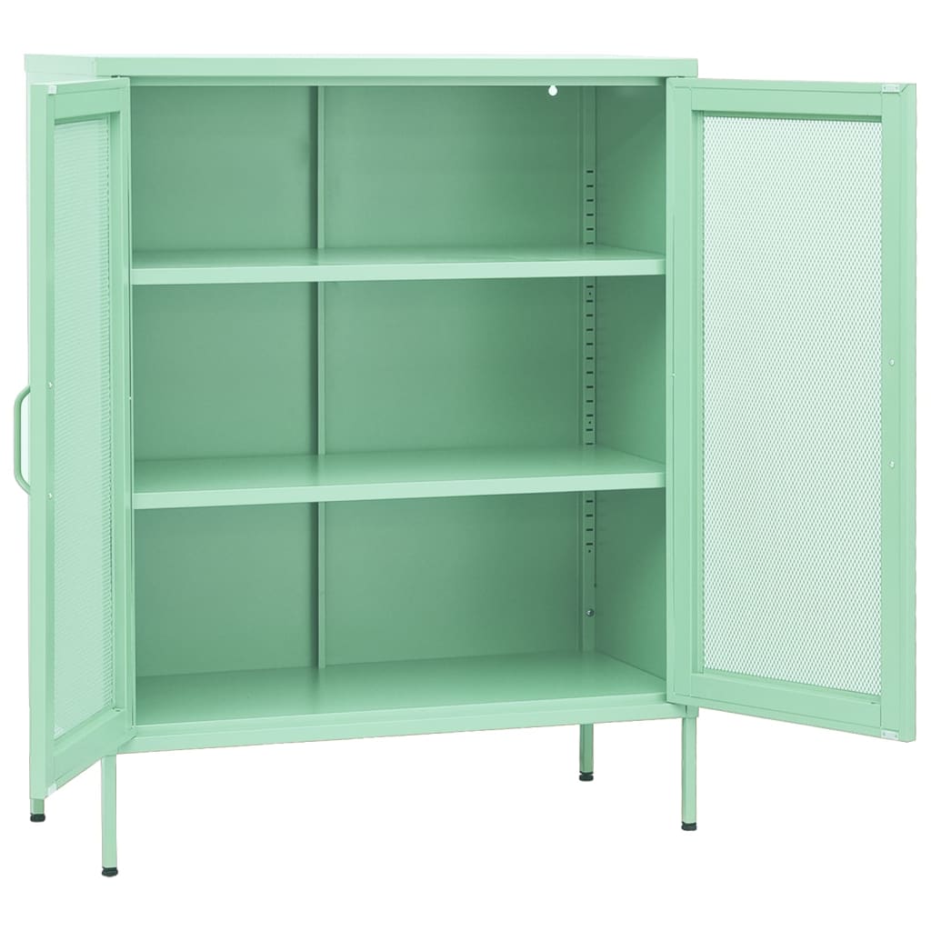 Industrial Metal Storage Cabinet Sideboard Cupboard Unit 2 Mesh Doors & Shelves - Picture 52 of 83
