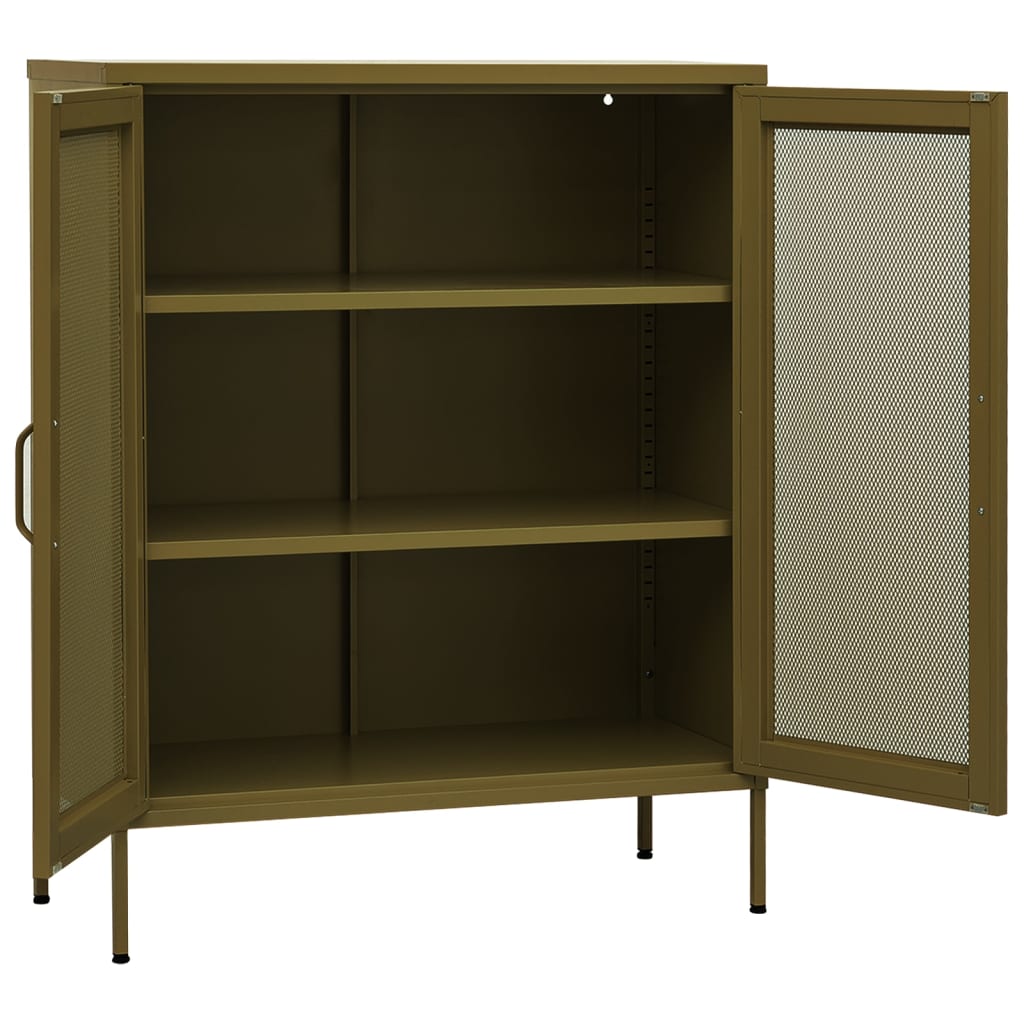 Industrial Metal Storage Cabinet Sideboard Cupboard Unit 2 Mesh Doors & Shelves - Picture 7 of 83