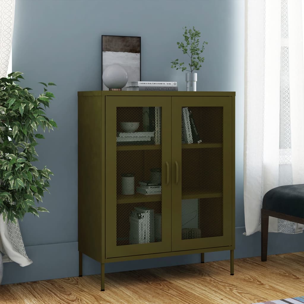 Industrial Metal Storage Cabinet Sideboard Cupboard Unit 2 Mesh Doors & Shelves - Picture 3 of 83