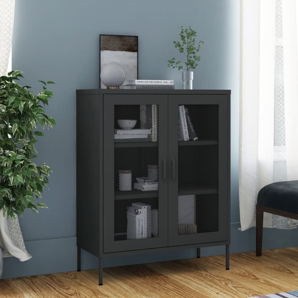Industrial Metal Storage Cabinet Sideboard Cupboard Unit 2 Mesh Doors & Shelves - Picture 57 of 83