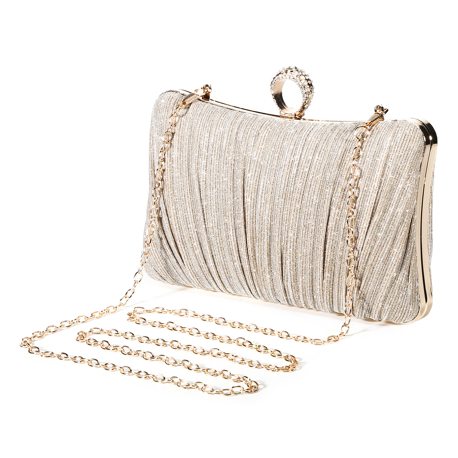 Women Evening Clutch Bag Designer Glitter Handbag Bridal Wedding Cocktail Party - Picture 20 of 21