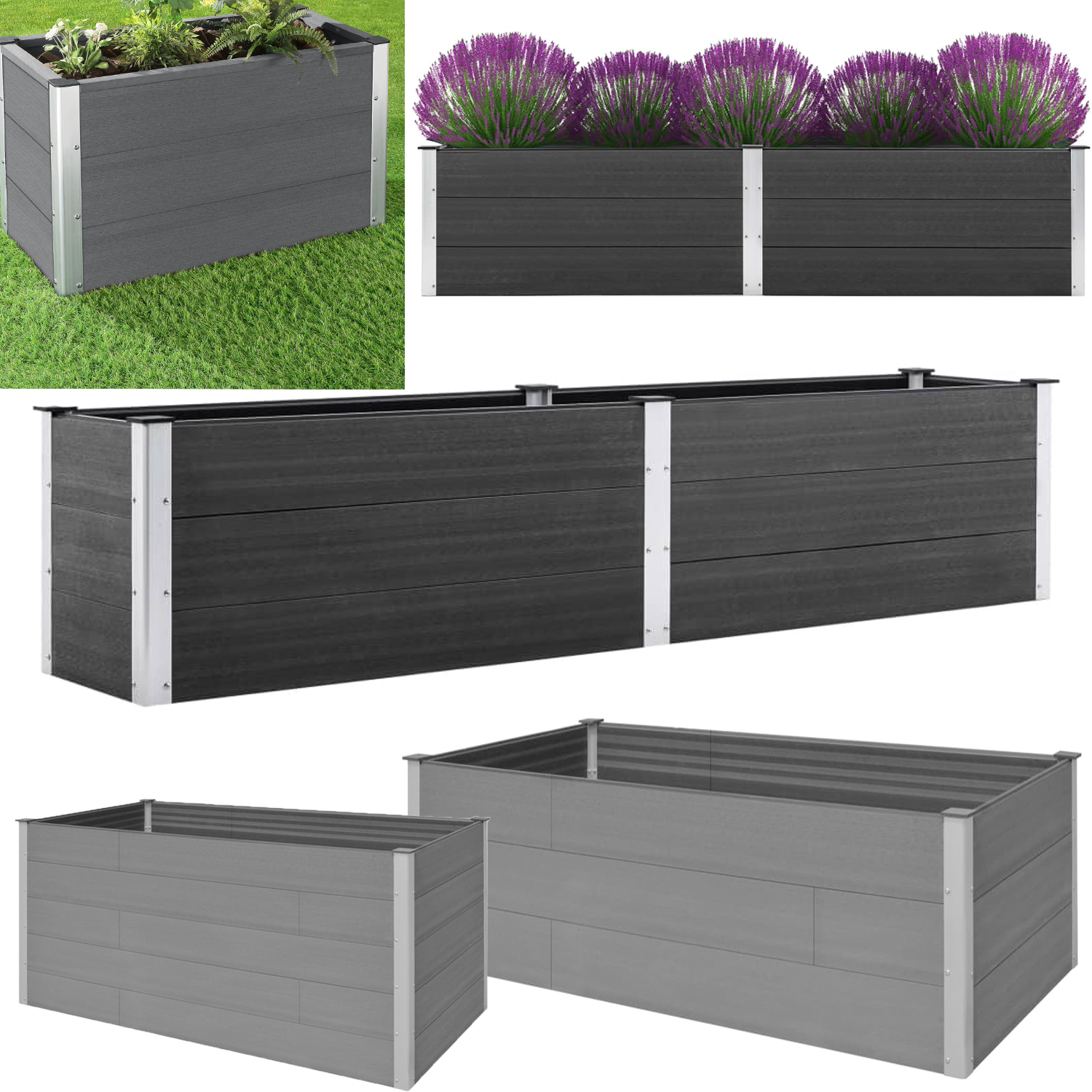 stylische blumenkästen Beton Blumenkasten grau, länglich main image 1