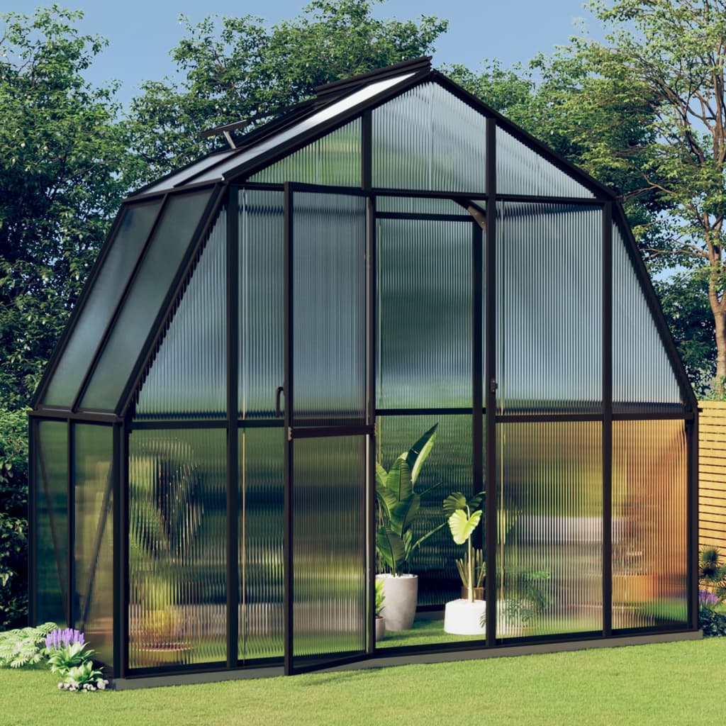 Walk-In Greenhouse with Base Frame Anthracite Aluminium Garden Plant Grow House