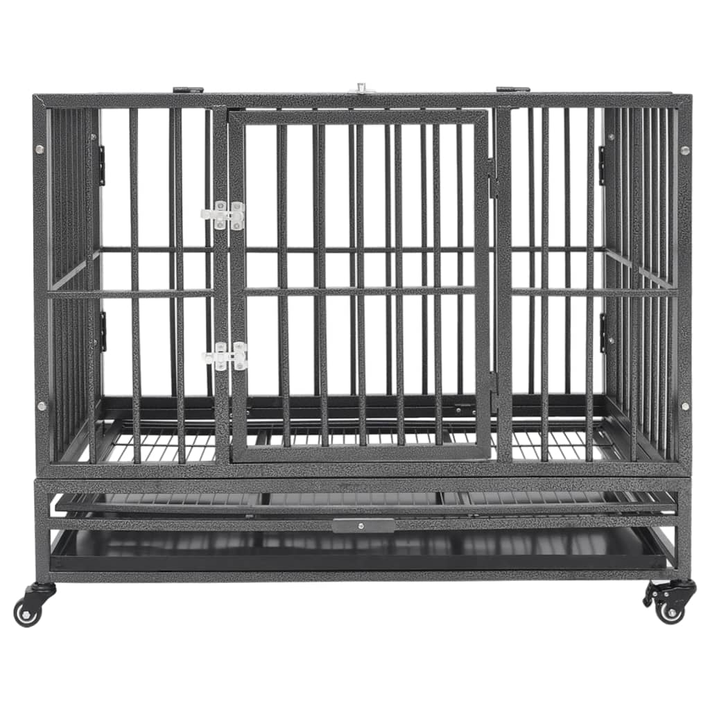 Mobile Hundekäfig mit Rollen Hundebox Transportbox Hundegitterbox Drahtkäfig - Bild 13 von 25