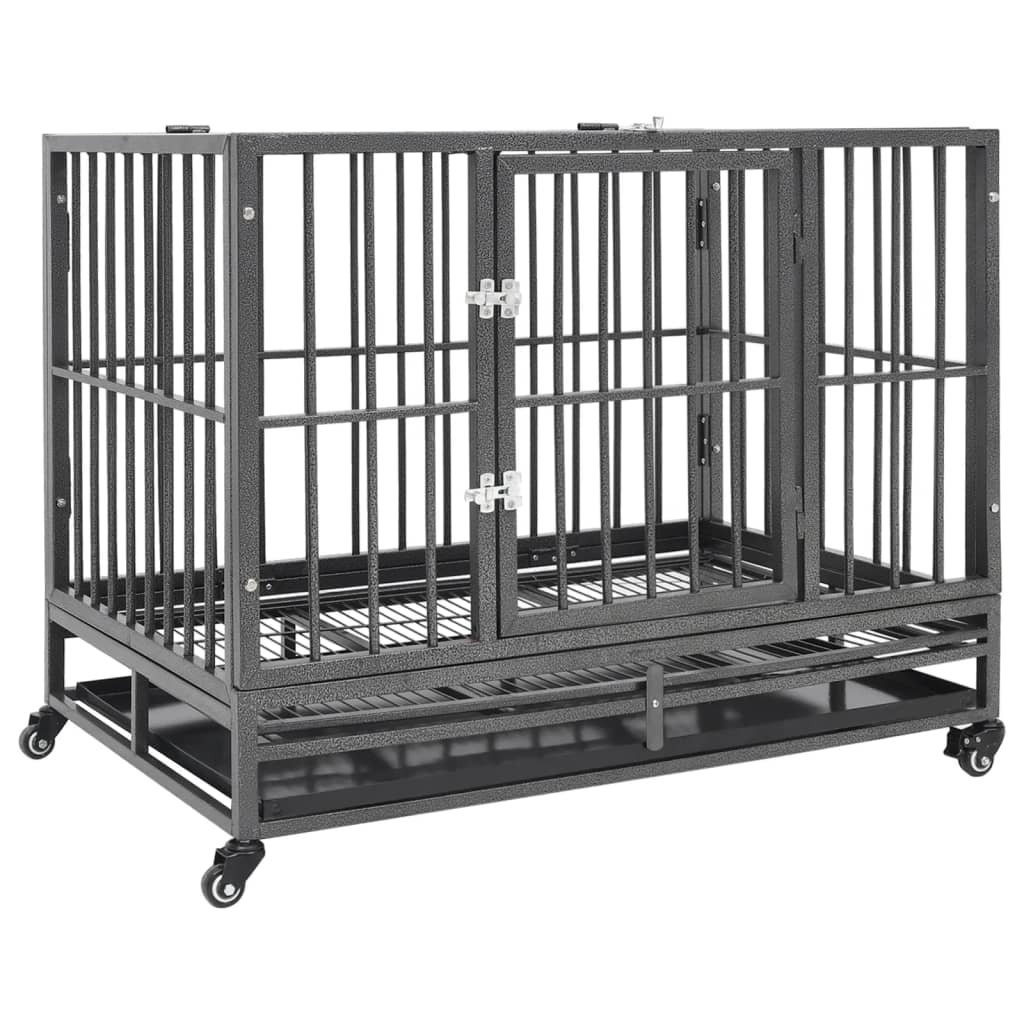Mobile Hundekäfig mit Rollen Hundebox Transportbox Hundegitterbox Drahtkäfig - Bild 10 von 25