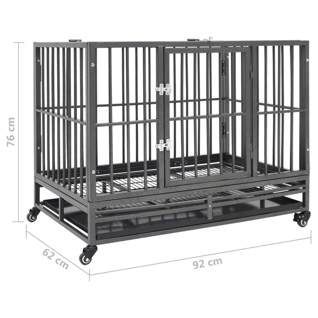 Mobile Hundekäfig mit Rollen Hundebox Transportbox Hundegitterbox Drahtkäfig - Bild 17 von 25