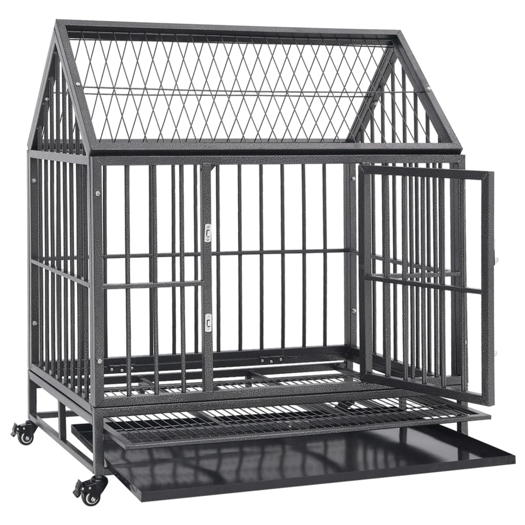 Mobile Hundekäfig mit Rollen Hundebox Transportbox Hundegitterbox Drahtkäfig - Bild 6 von 25